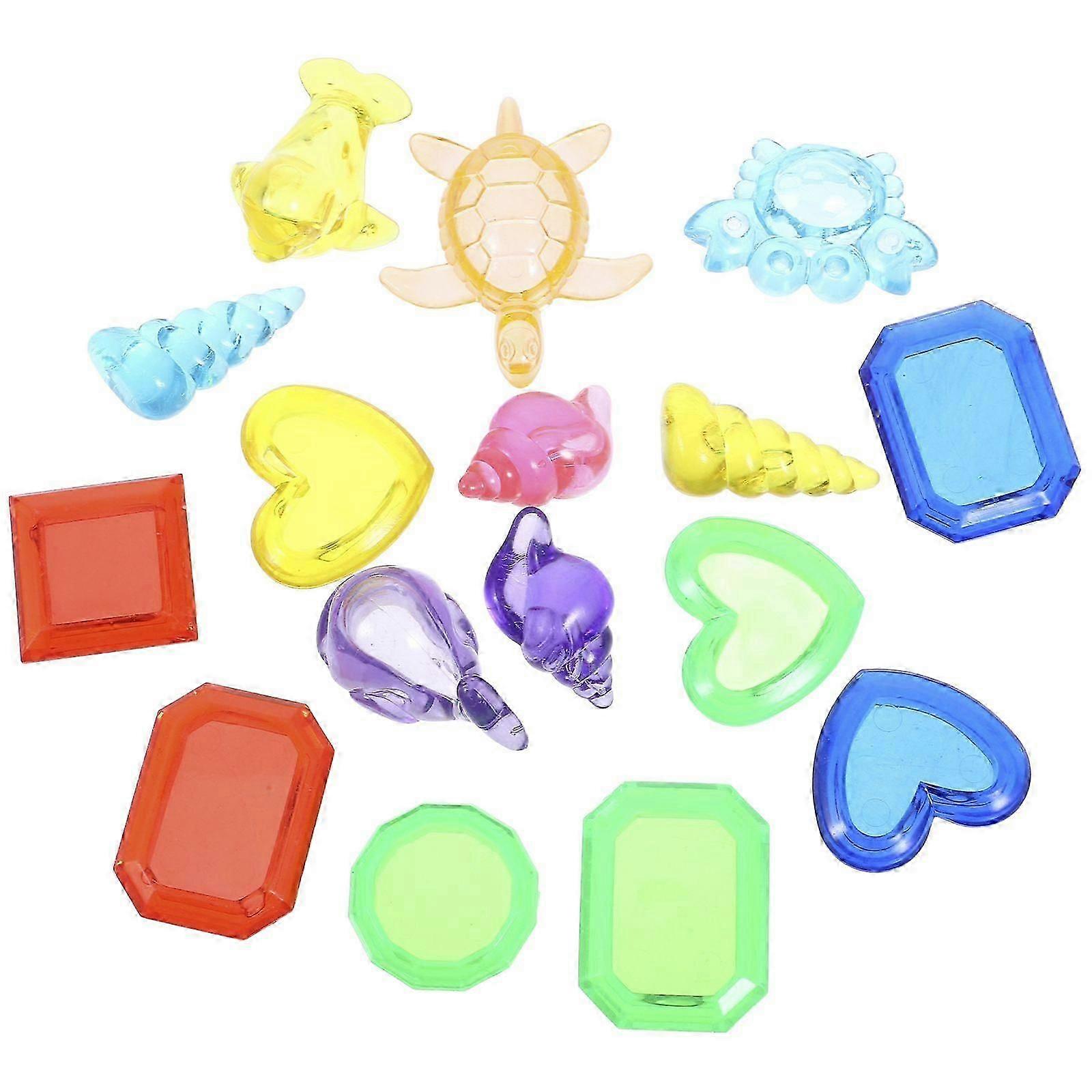16PCS Pool Diving Gemstone Decors Smooth Simulation Gemstone Animal Diving Toys