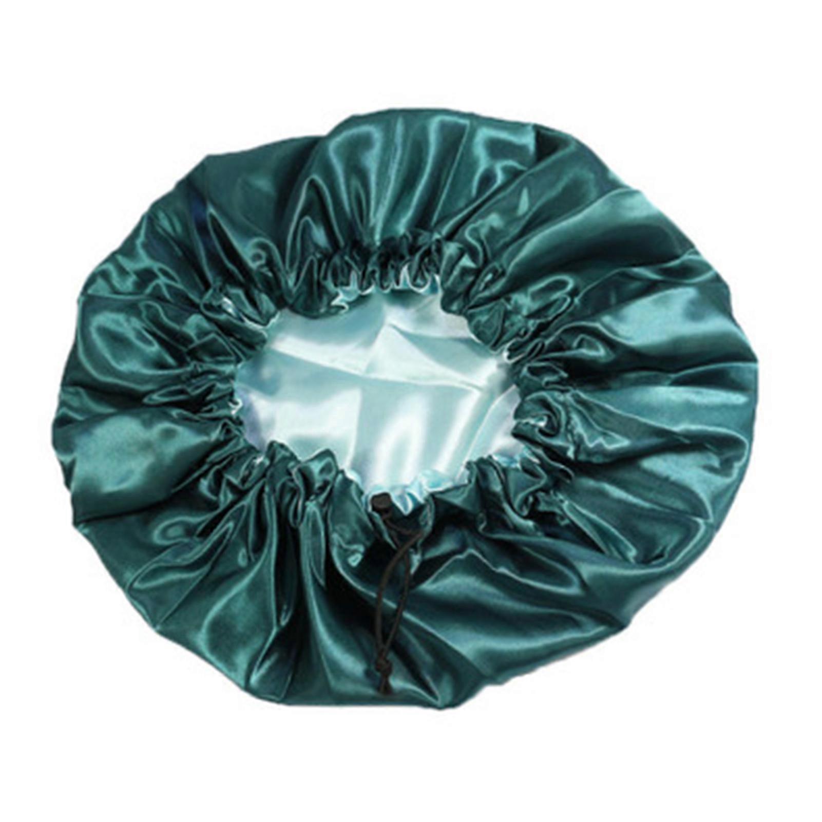 Double-sided Color Shower Cap Adjustable Drawstring Reusable