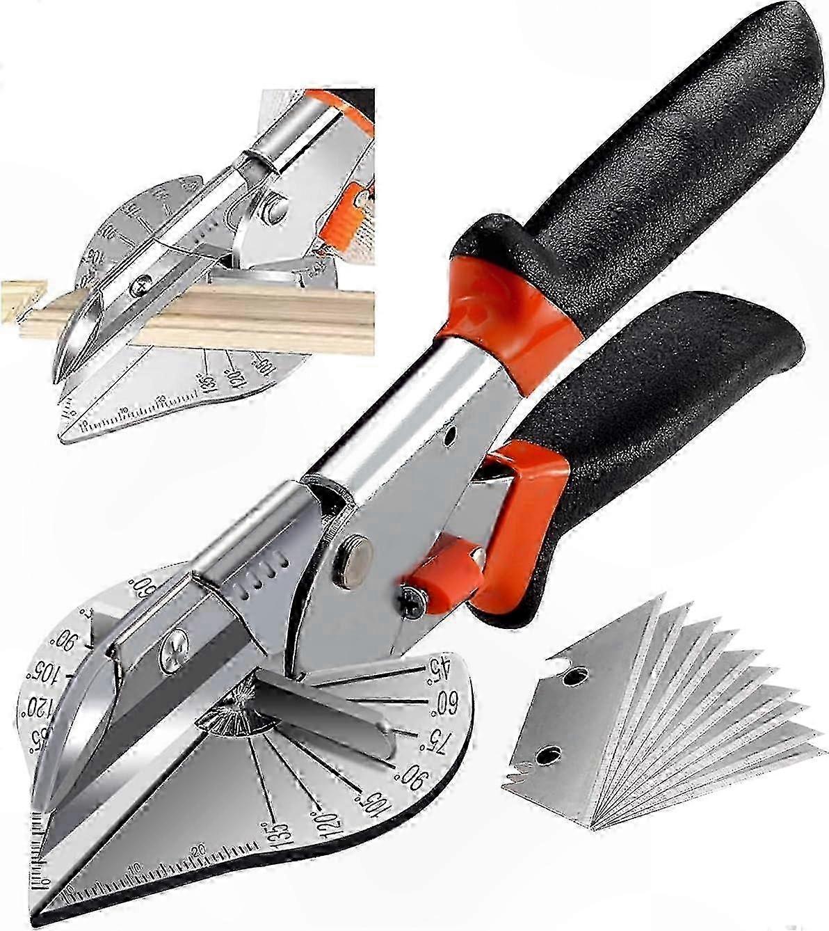 Adjustable Angle Miter Shear for Quarter Round Cuts, Multi-Purpose Trunking Scissors with 45-135 Degree Range