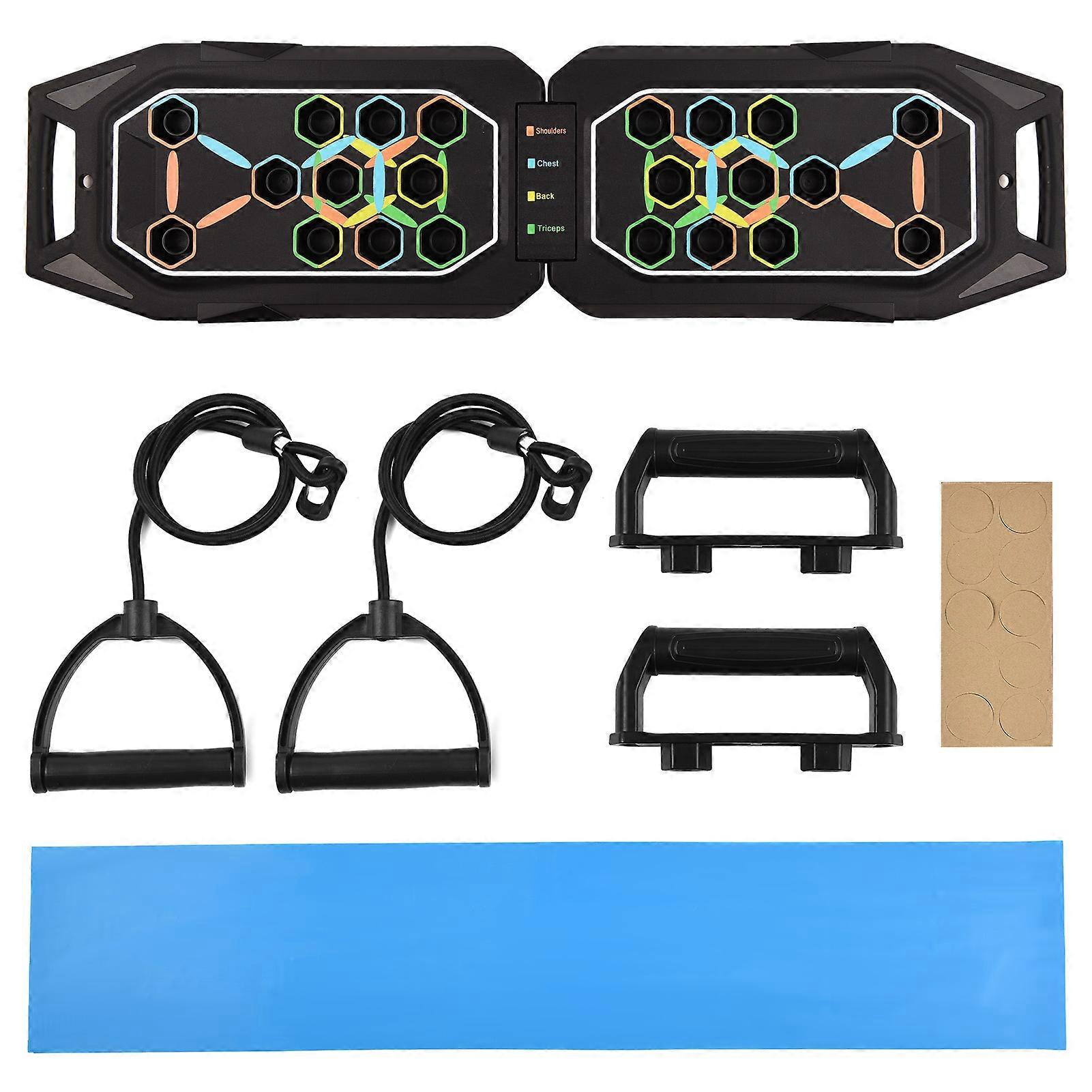 Push-up Board Set with Resistance Bands, 75x20x2cm Portable Gym