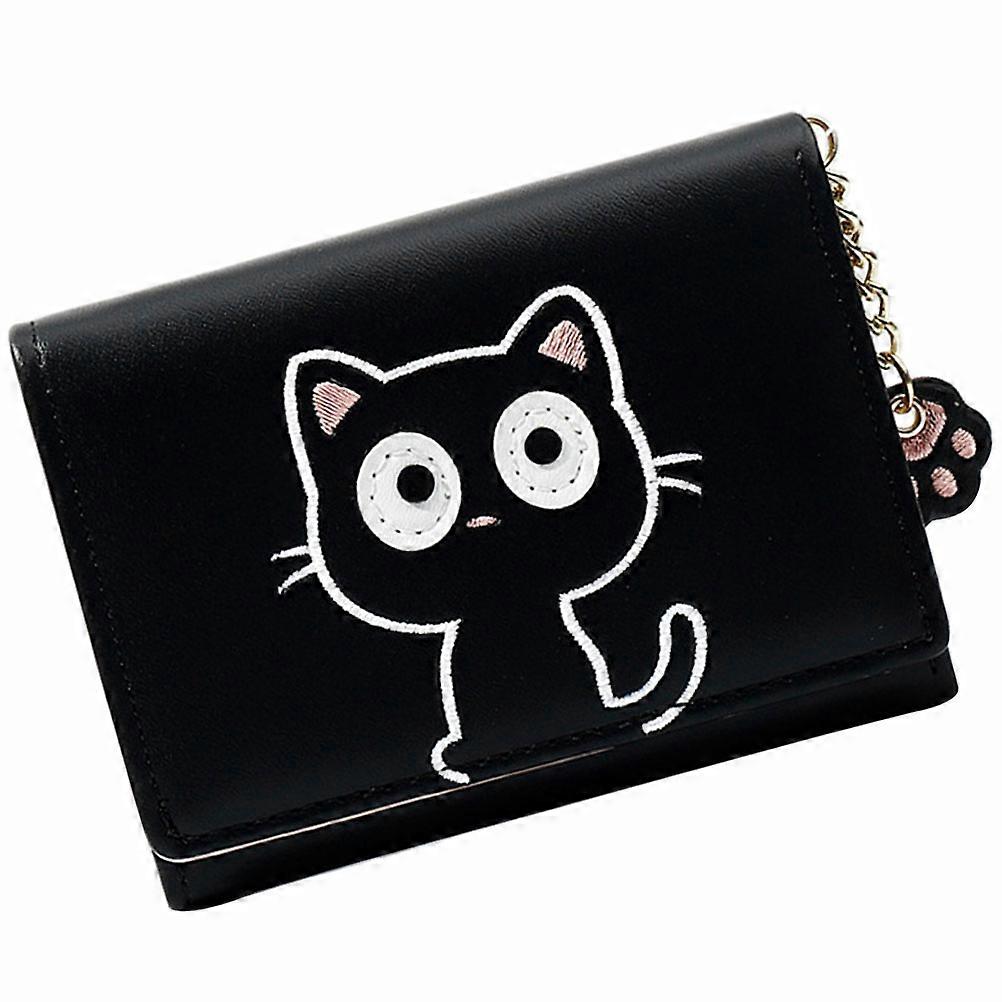 Compact Small Wallet Card Holder Daily Use Pu Material Black Color Rfid Blocking 1Set