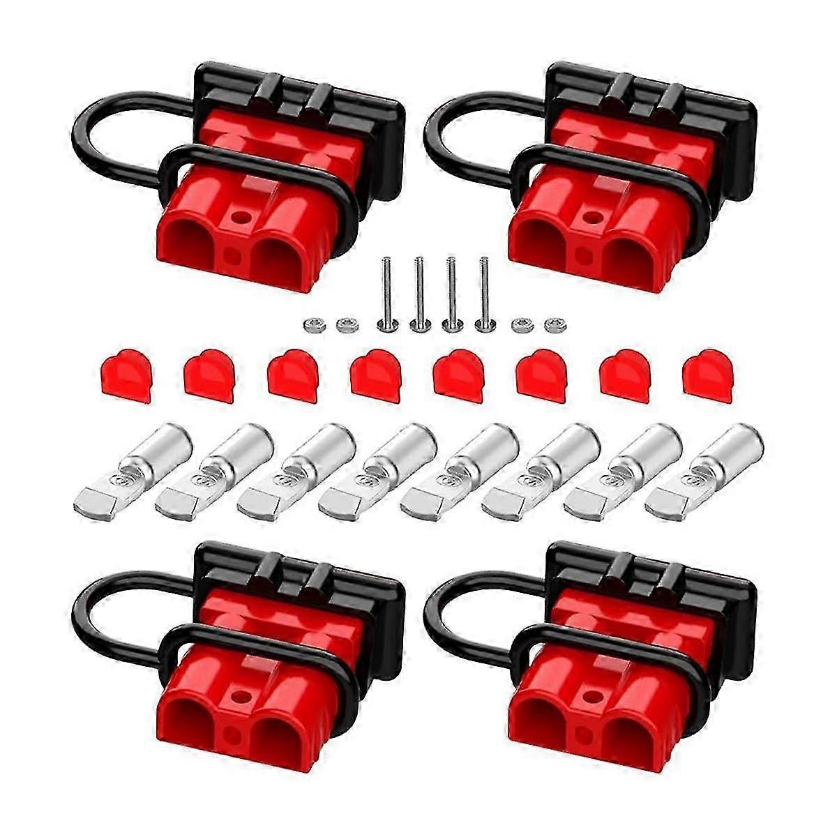 Anderson Connector - Battery Quick Connect with Dust Plug for 50A 6-12 Gauge Wires, Suitable for 12V-36V Anderson Style Plugs