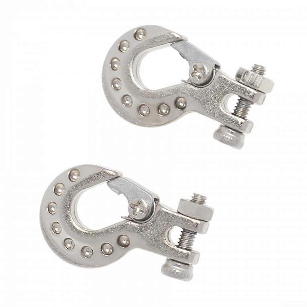 and Functional 2pcs Metal Winch Tow Hooks Designed for RC Cars, Fits For Axial SCX10 (Silver)