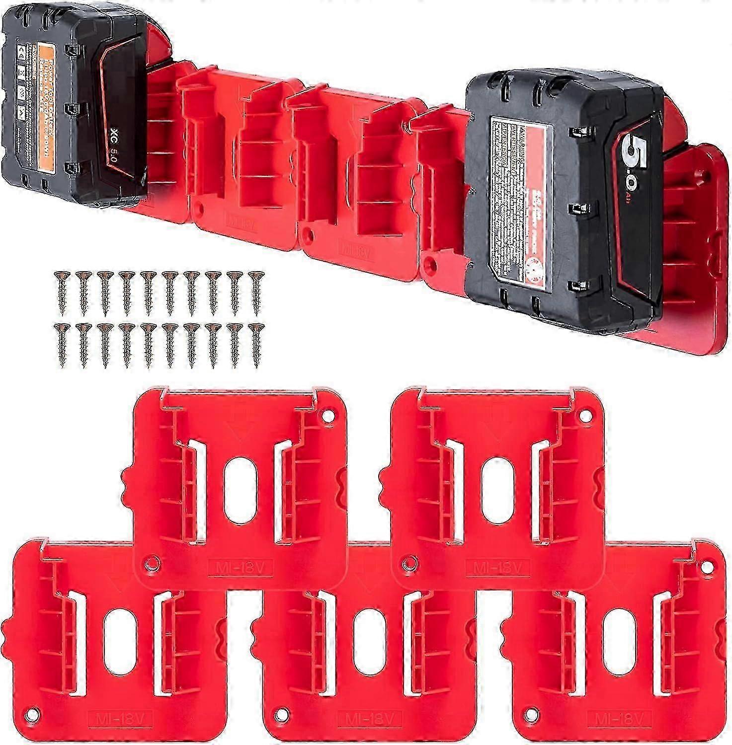 Milwaukee M18 18V Battery Wall Mount Storage with 10-Pack Holder for Van Shelf or Toolbox