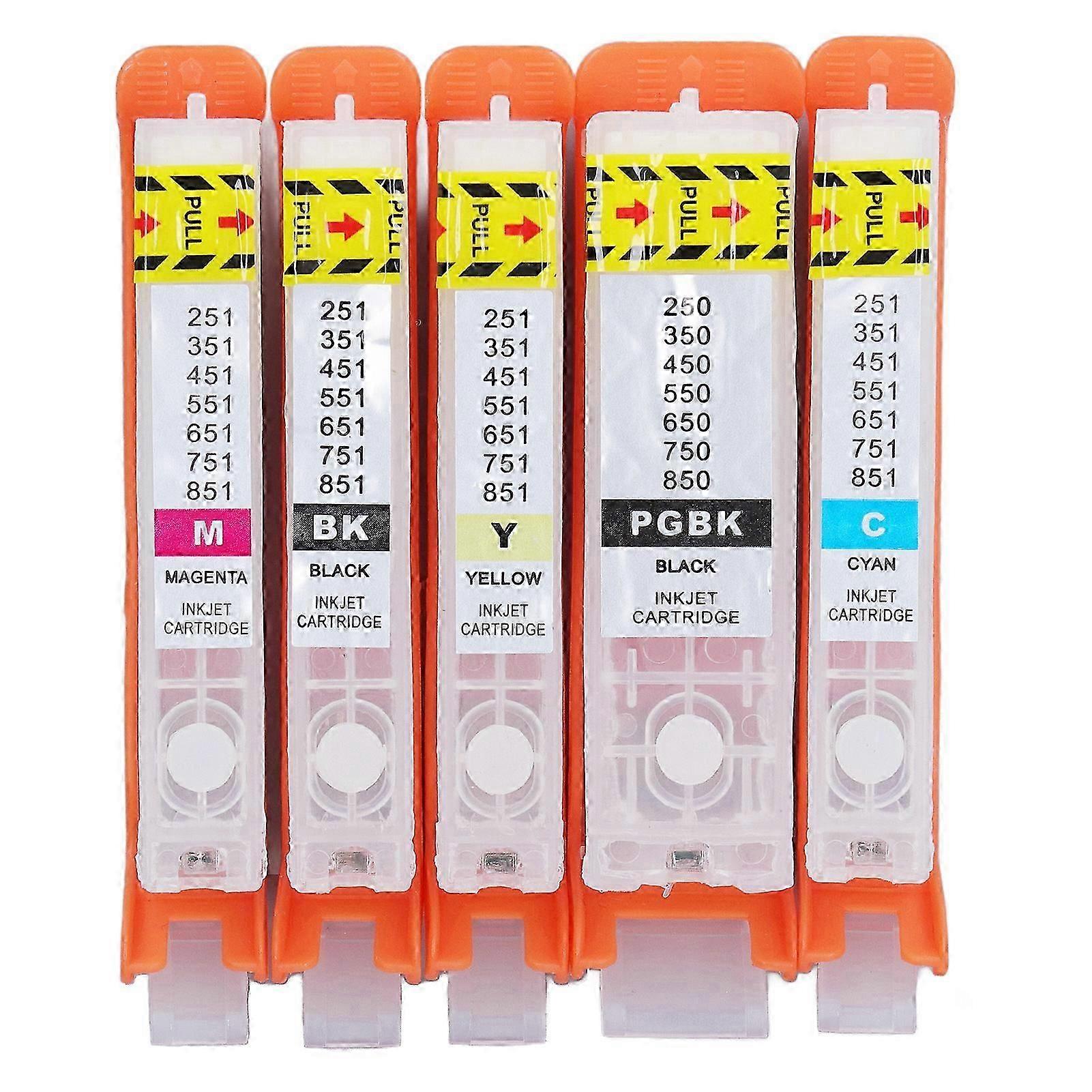 5Pcs Ink Cartridge Reusable Smoothly Ink Output 5 Colors PGBK BK C M Y Printer Cartridge 550 551