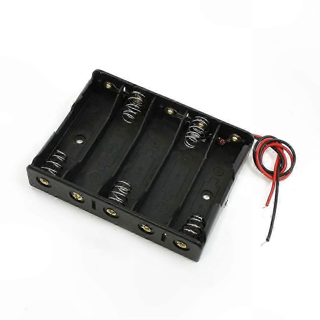 AA Battery Holder with 5 Slots, Black Wire Case for 1.5V Batteries