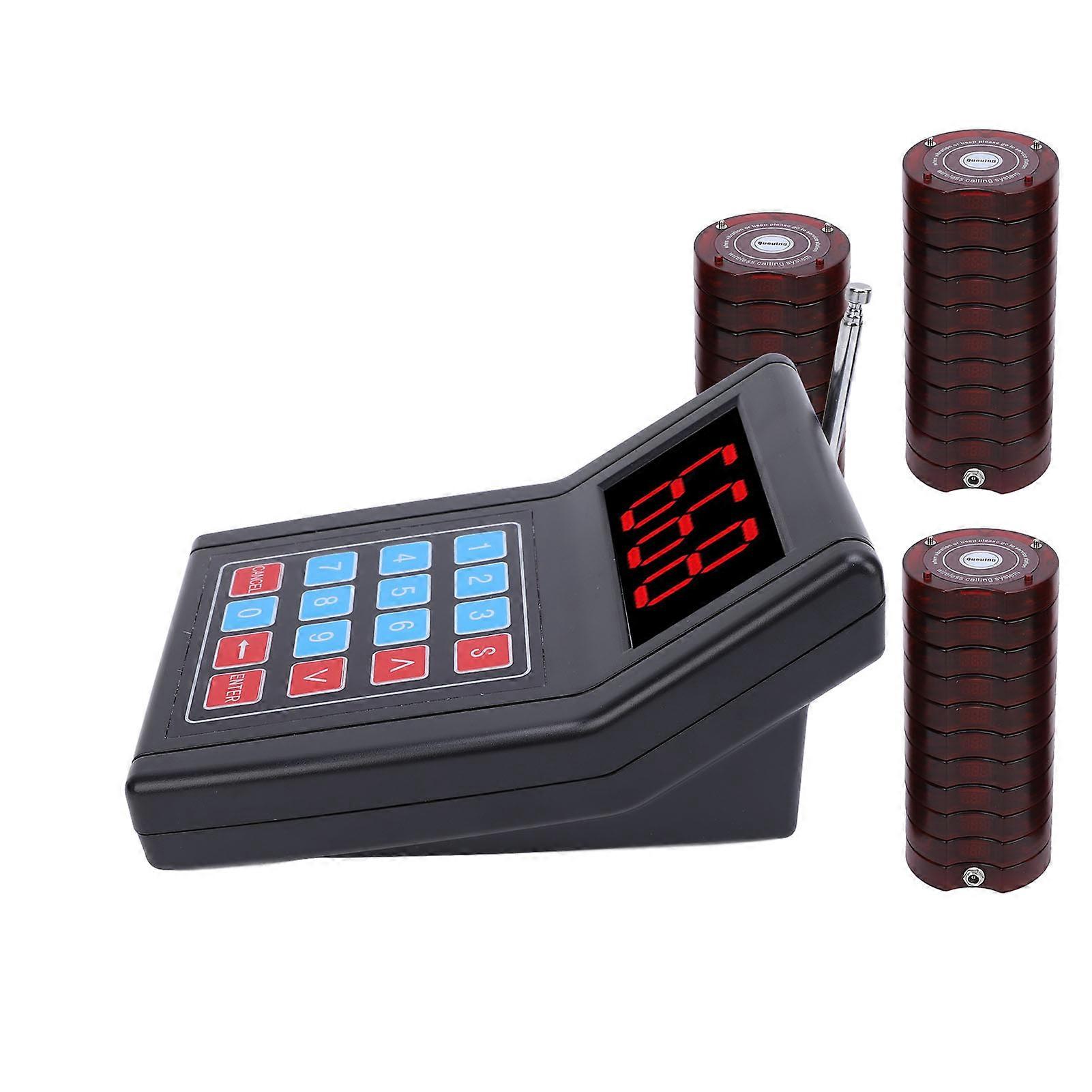 Wireless Restaurant Pager System 30 Coasters 15.5x11.5x7cm Red EU Plug