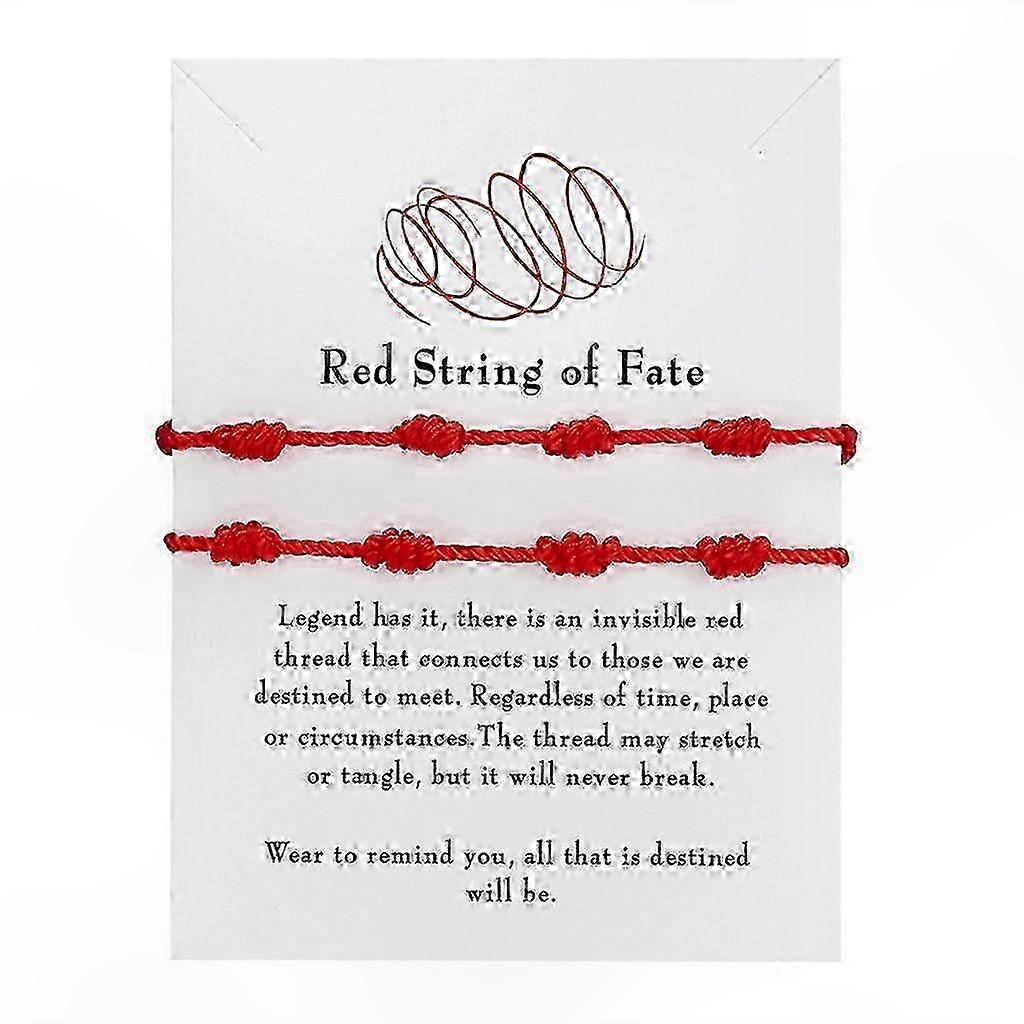 Red String Bracelet Set of 2 with 7 Knots - Lucky Charm for Protection and Positive Energy Gifting
