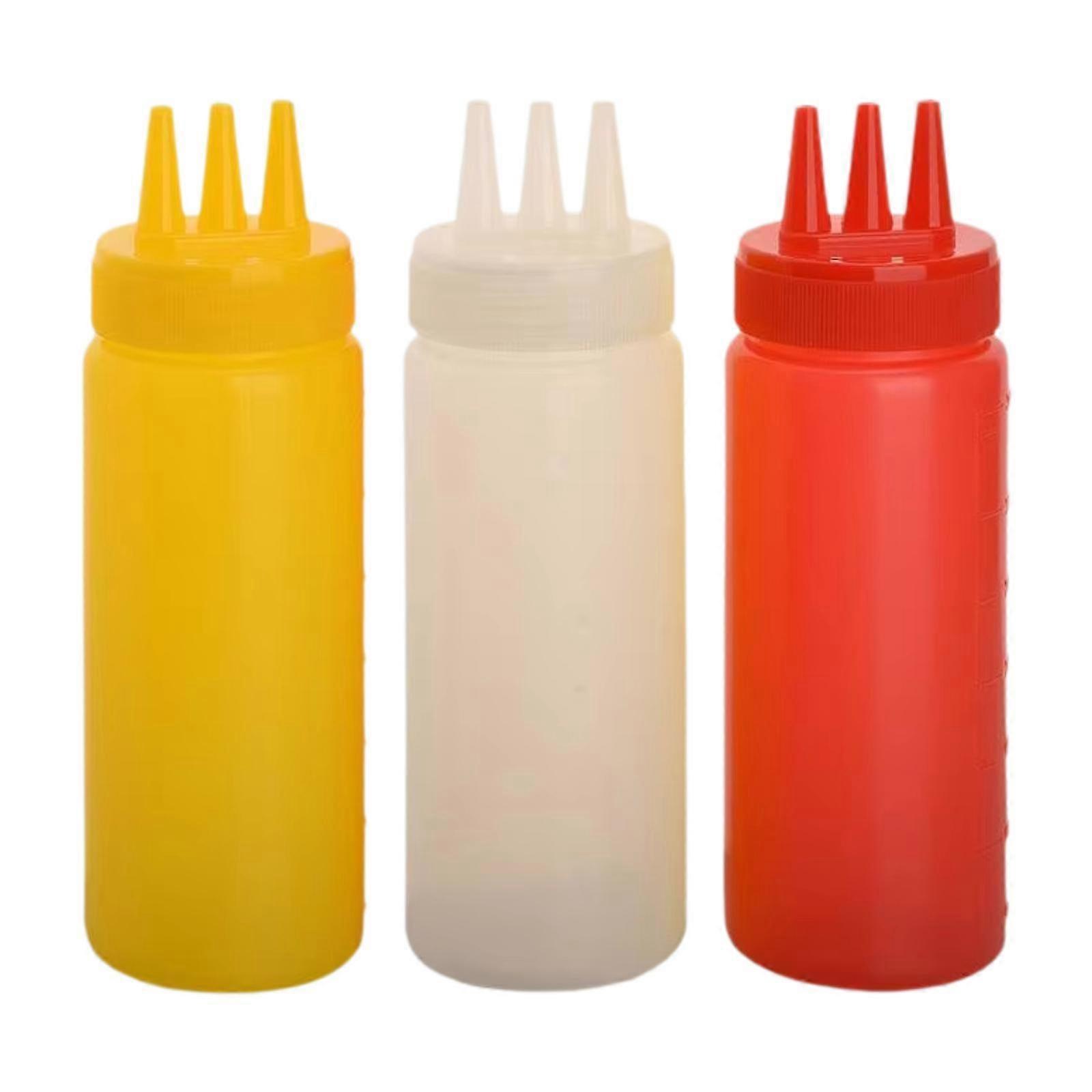 3Pcs Condiment Bottles Condiment Dispenser Bottle Reusable Leakproof Empty