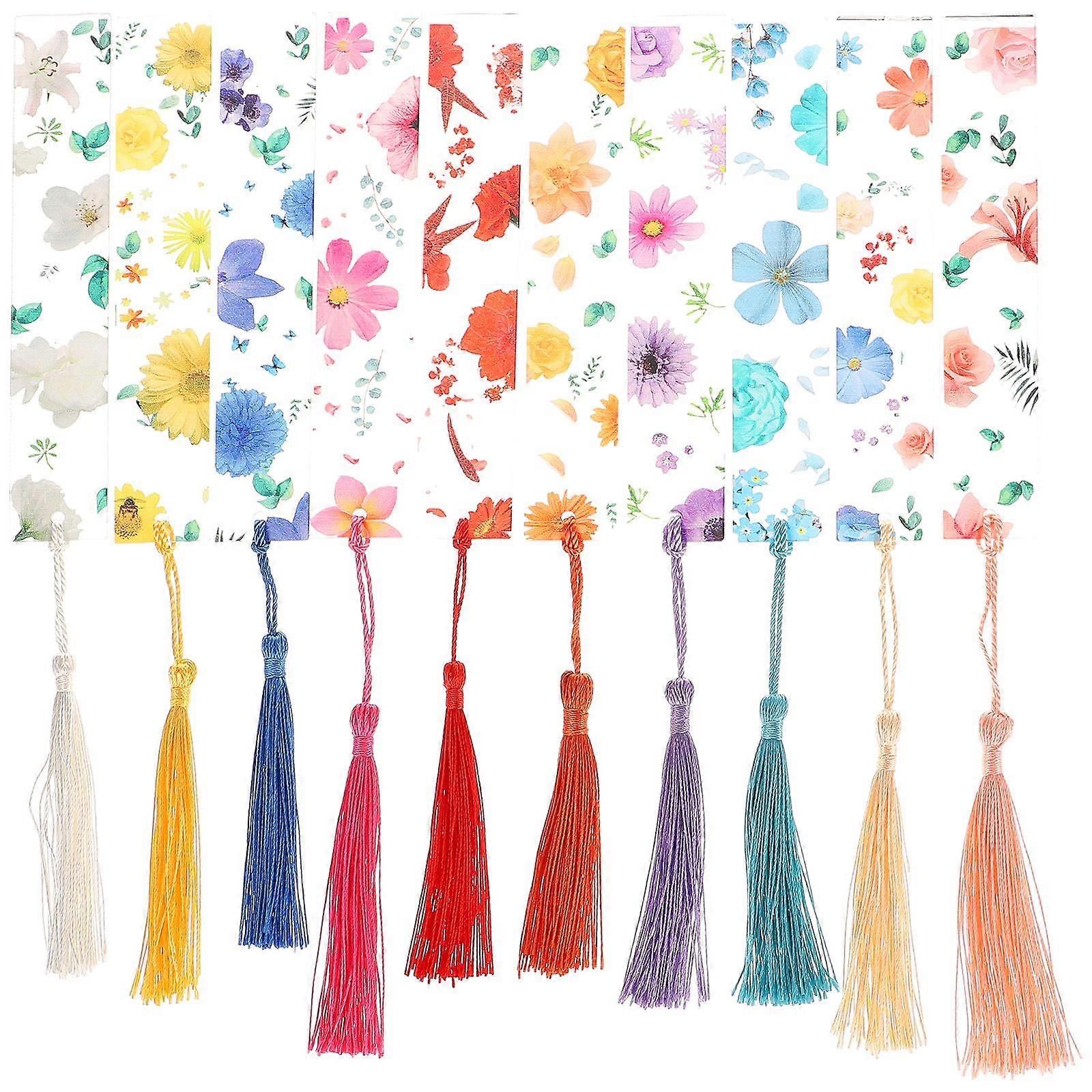 10pcs Creative Flower Printed Bookmarks Students Stationery Page Markers