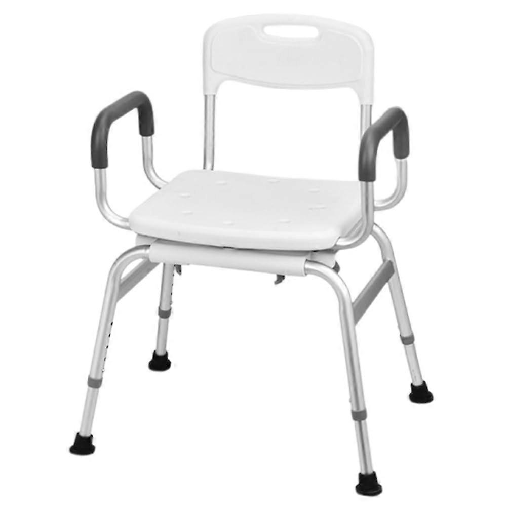 Adjustable 360° Rotating Shower Chair with Armrests, Back Support, White