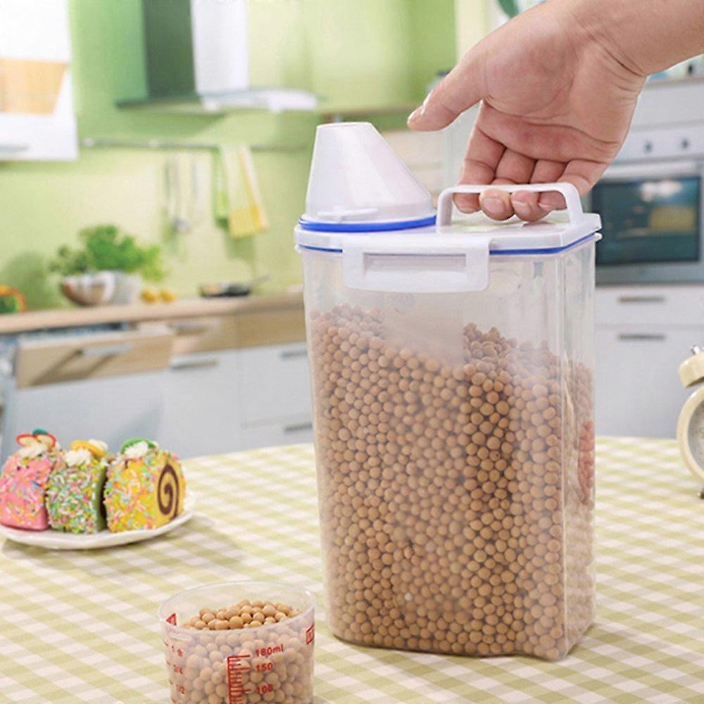 Cereal Storage Containers 2L Clear Portable Plastic With Lids For Cereal Flour Rice Pasta Pet Food Kitchen Pantry