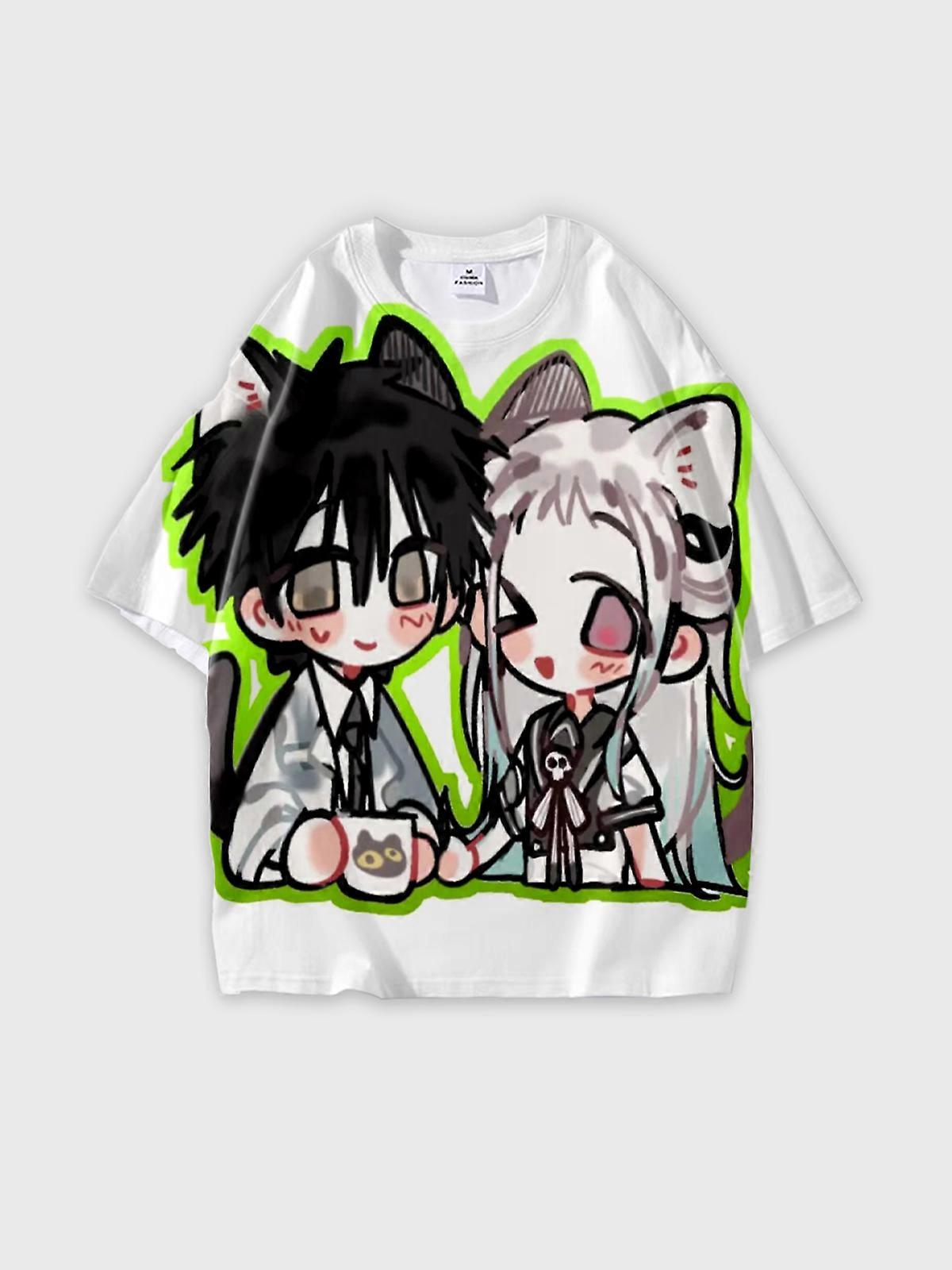 T-Shirt Round Neck, Loose Short Sleeve Toilet-bound Hanako-kun Graphic Tee, Unisex Summer Casual Top W442
