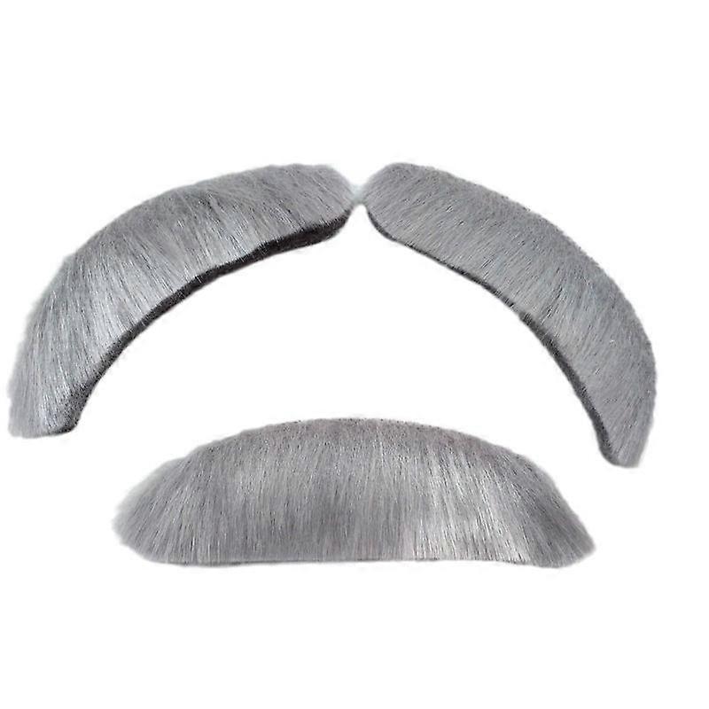 6 Sets Old Man Costume Prop: Stick-On Gray Fake Beard and Eyebrows Set for Old Man Grandpa - Cosplay Party and Stage Performance Prop