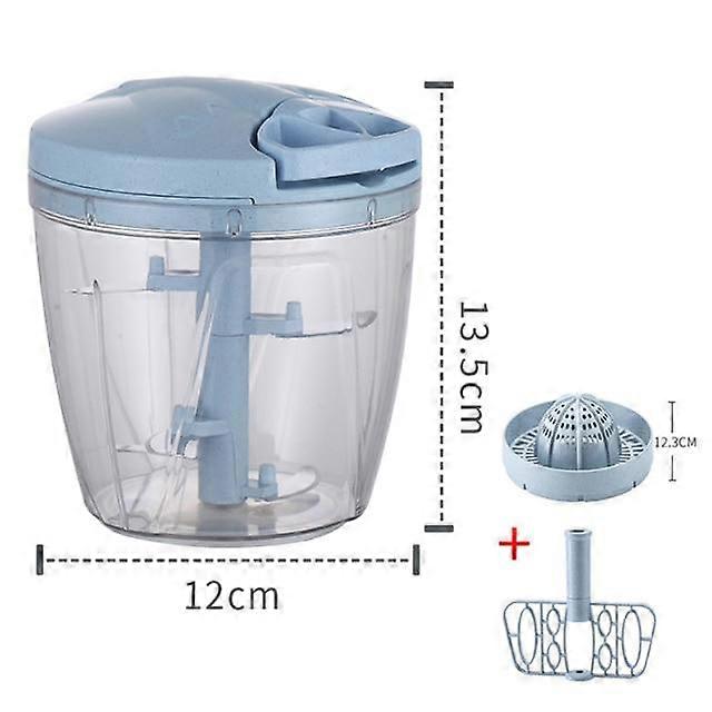 Multifunktionale Gemüsezerkleinerer Chopper Manuelle Knoblauch Fleisch Brecher & Slicer (Blau,12x13.5cm)