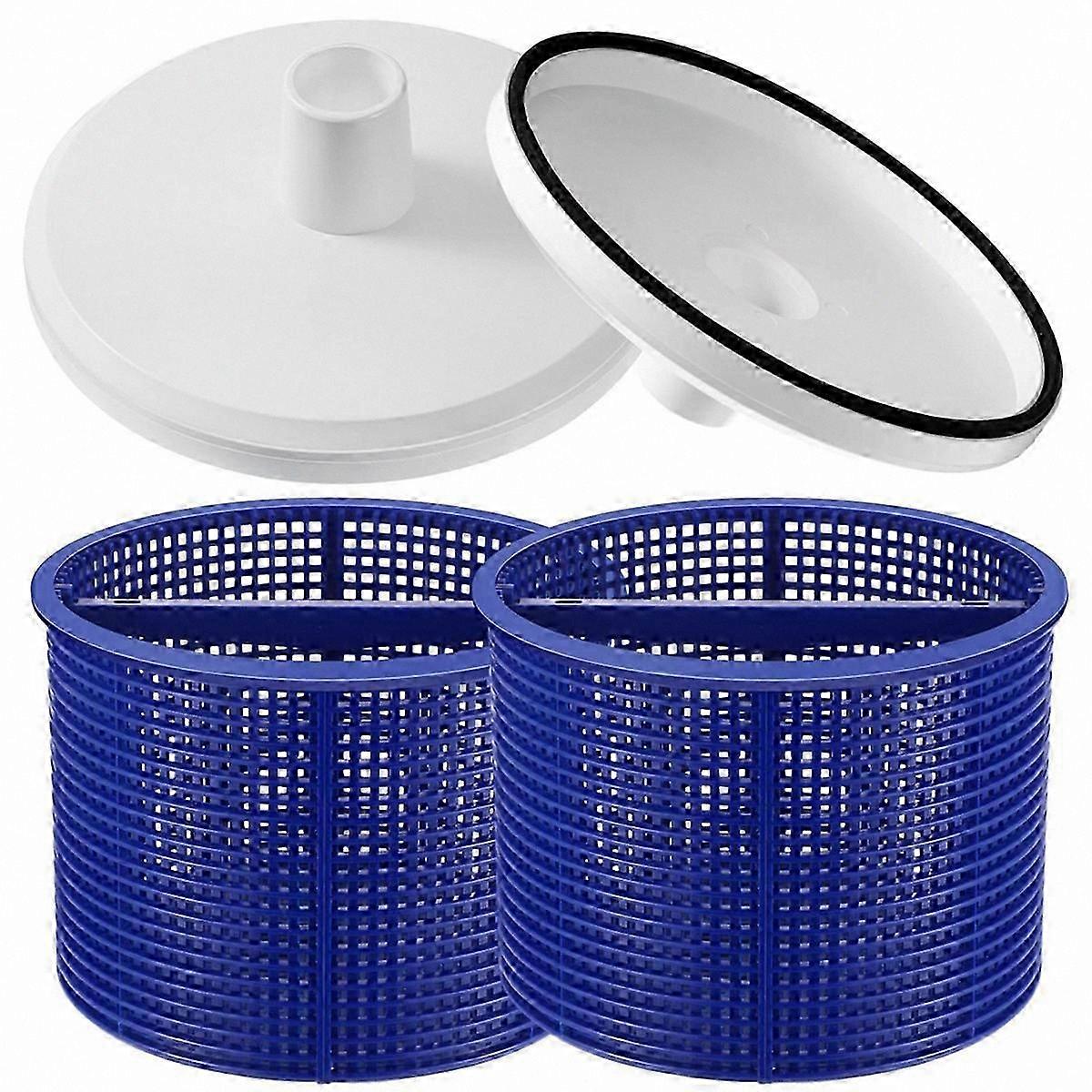 2-Pack 7" Pool Skimmer Baskets and Vacuum Plate for In-Ground Swimming Pools