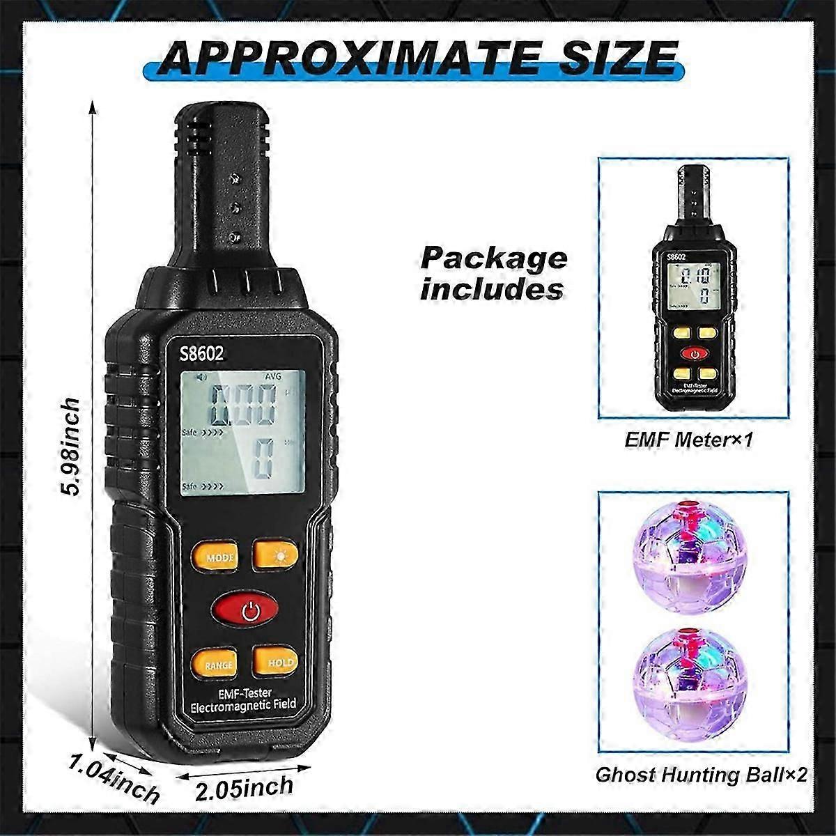 Paranormal activity detection kit with EMF meter and motion light up cat balls