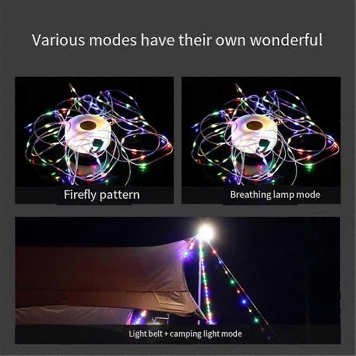 New Camping Lamp Colorful String Lights Lighting Flashlight LED Magnetic Charging Outdoor Atmosphere