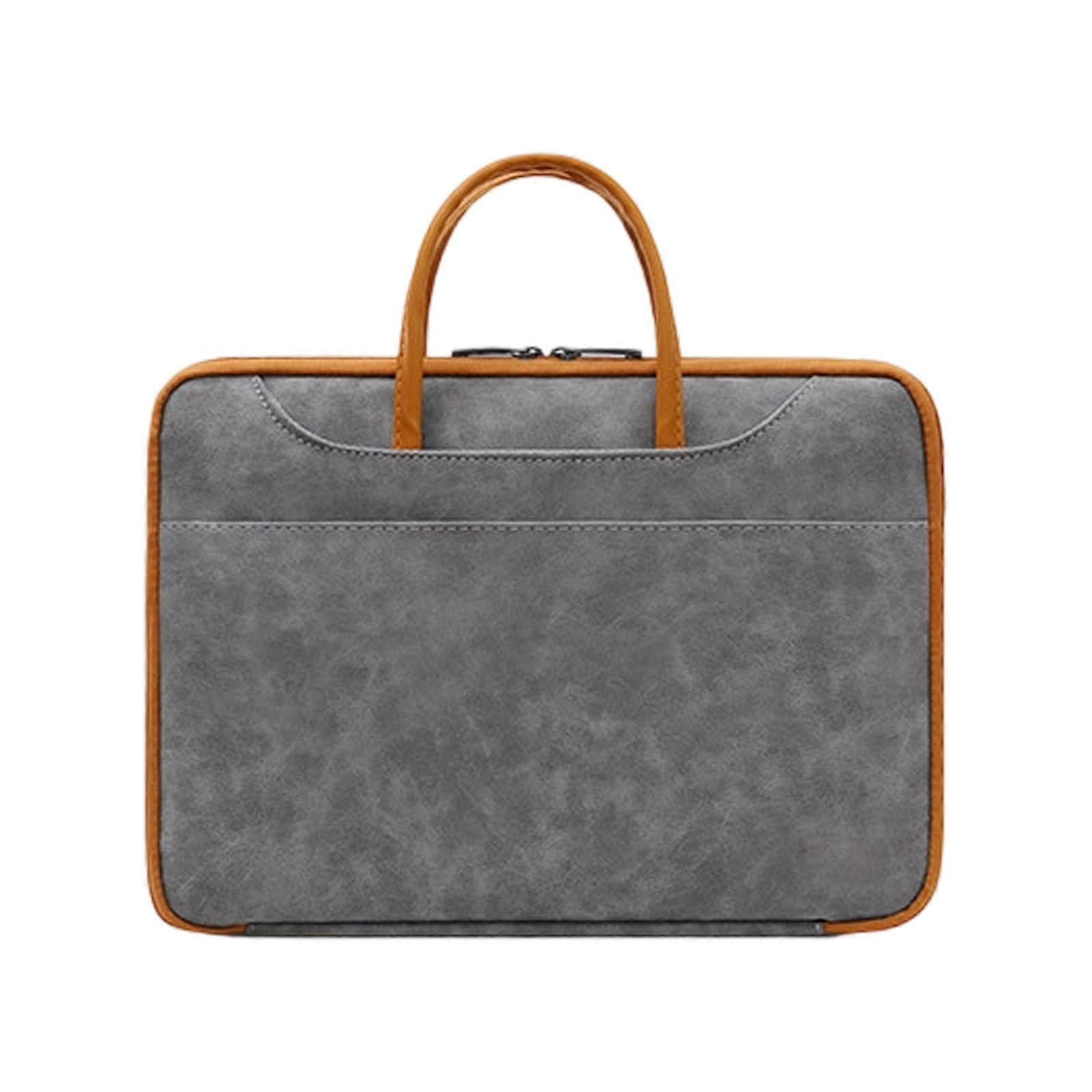Laptop Bag Shock Absorbent Compartments Protective Lining Easy Grip Handle for Daily and Travel Notebook Storage Case  brown 16 inches