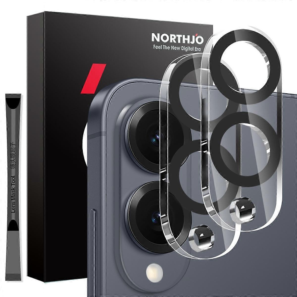 NORTHJO 2Pcs For Samsung Galaxy S25 Edge Camera Lens Protector Black Circles 3D Full Coverage Clear 