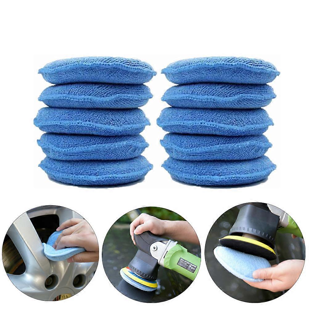 Blue Polish Wax Sponge for Vehicle Care 6Pcs Waxing Applicator Pads