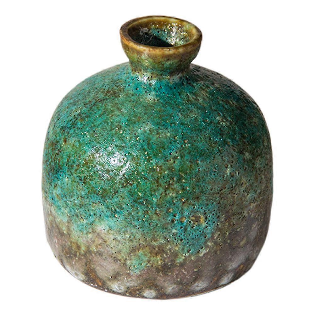 Ceramic Vase for Desktop Decor 2Pcs Dark Green Creative Flower Vessel