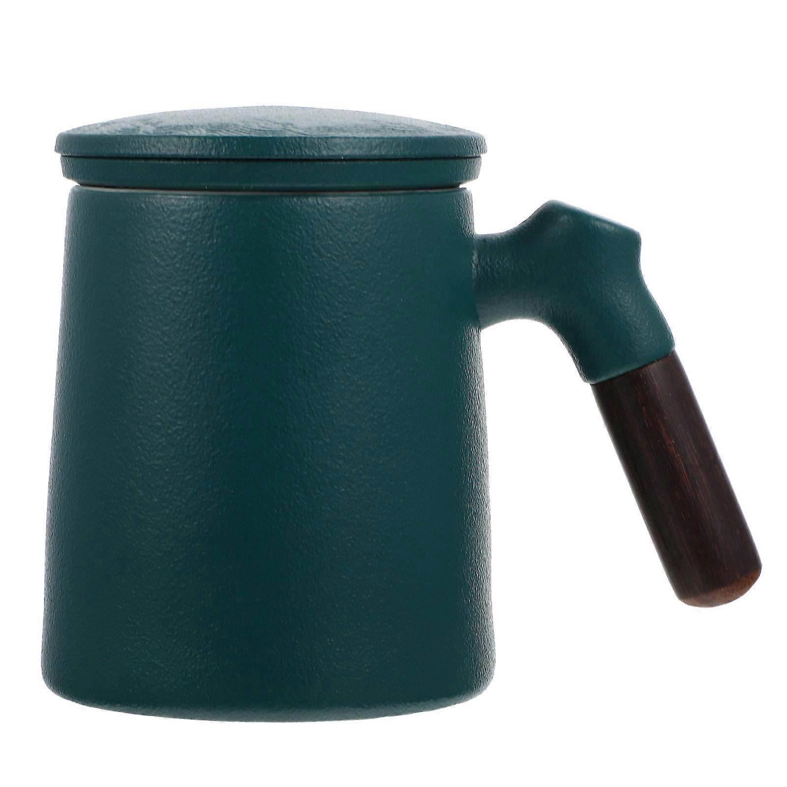Tea Mug with Infuser Ceramic Tea Cup for Home Use 2Sets Green