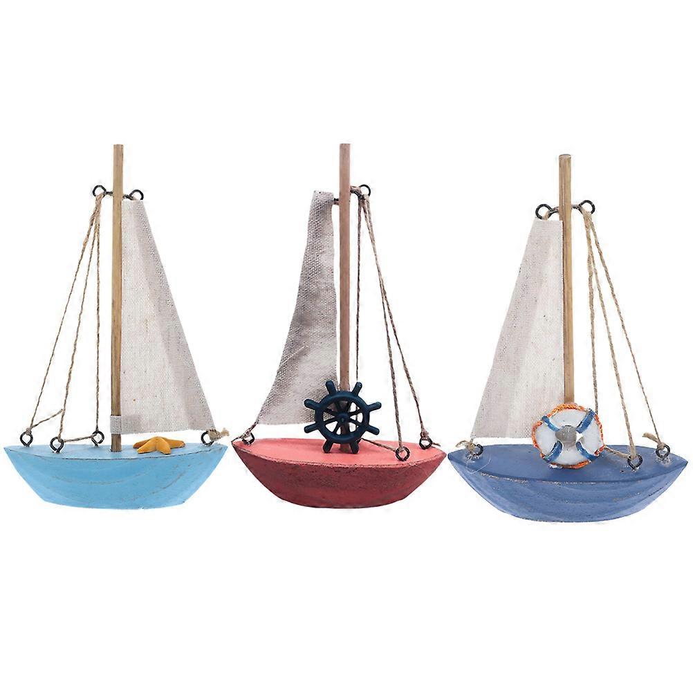 Mediterranean Style Sailboat Ornament 12 Pcs Desktop Sailing Ship Craft Gift For Sailing Enthusiasts