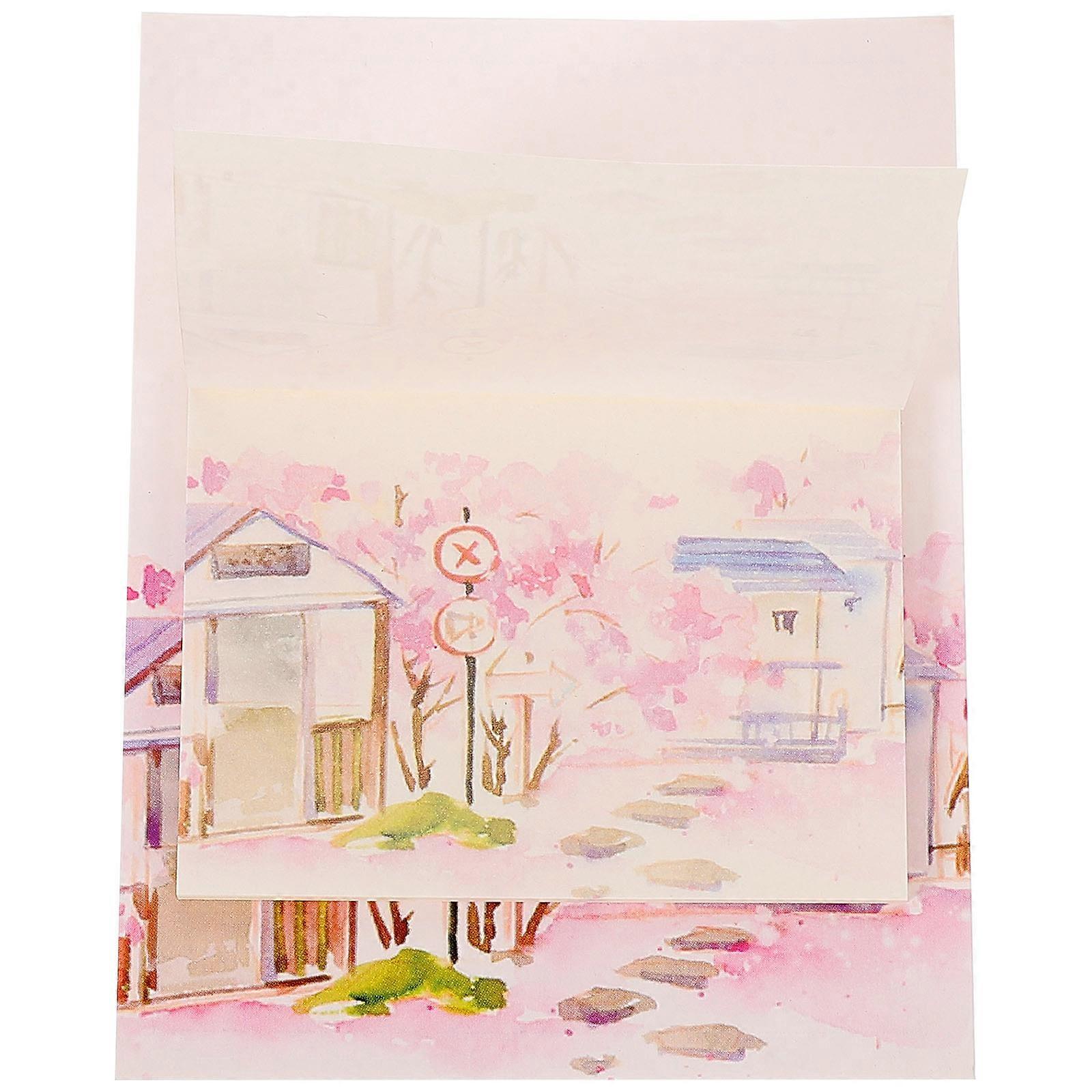 Romantic Cherry Note Pads Square Shape Remind Repositionable Adhesive Home School College 1Pack