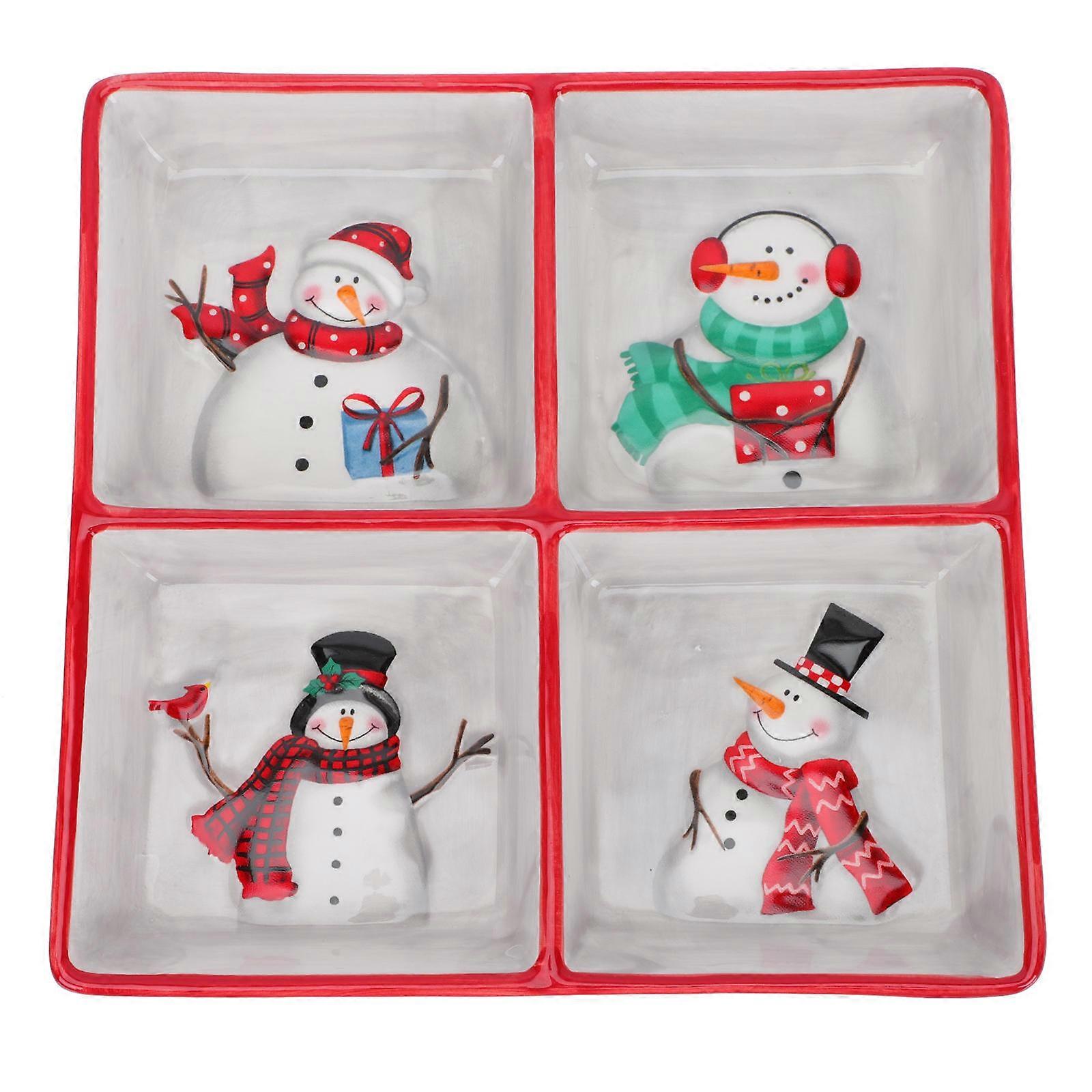 Assorted Color Ceramic Snack Tray for Food Storage 2Pcs Compartment Dish