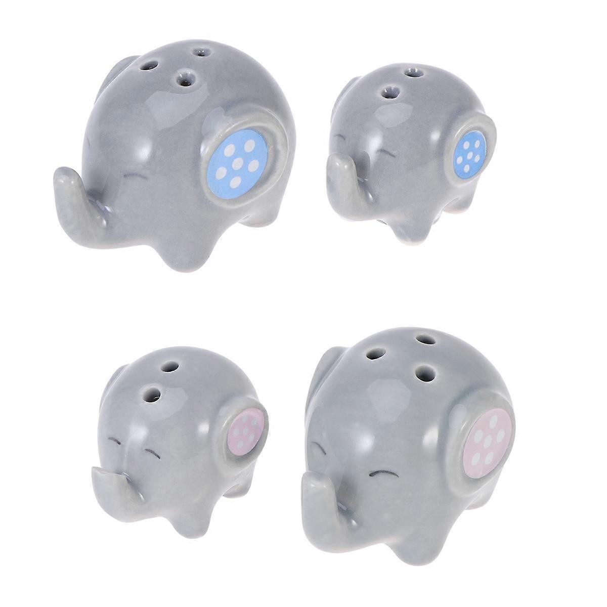 Pink Ceramic Elephant Shape Seasoning Bottle for Kitchen 4Pcs