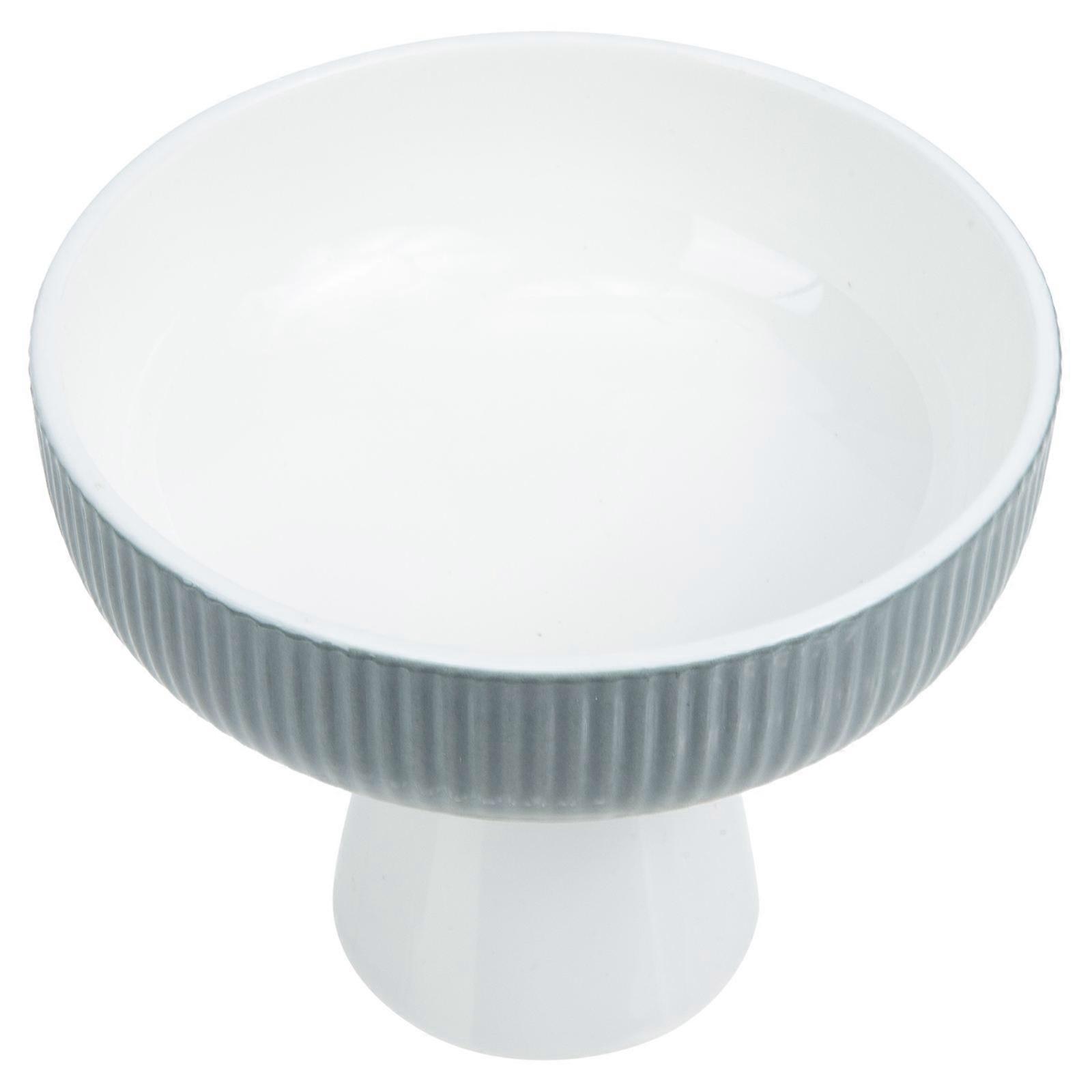 High Base Ceramic Ice Cream Bowl for Storage 2Pcs White Dessert Serving Containers