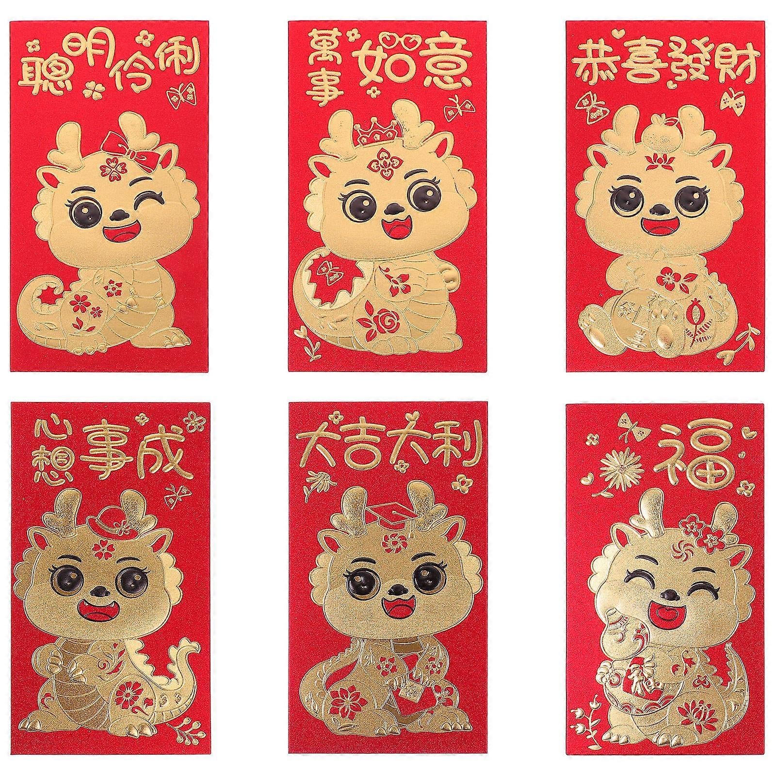 Red Envelopes Paper Lucky Money Envelope for Storage 24Pcs with Cartoon
