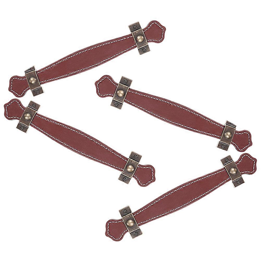 PU Strap Handles Brown for Drawers 8Pcs Drawer Pulls
