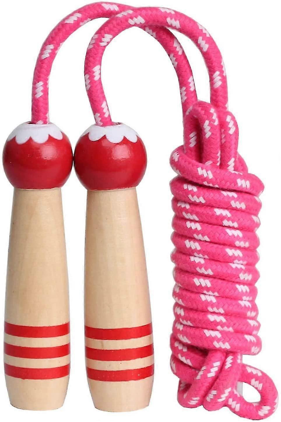 Hopprep barn, 7ft justerbar bomull hopprep med trähandtag för pojkar och flickor fitness utomhusträning