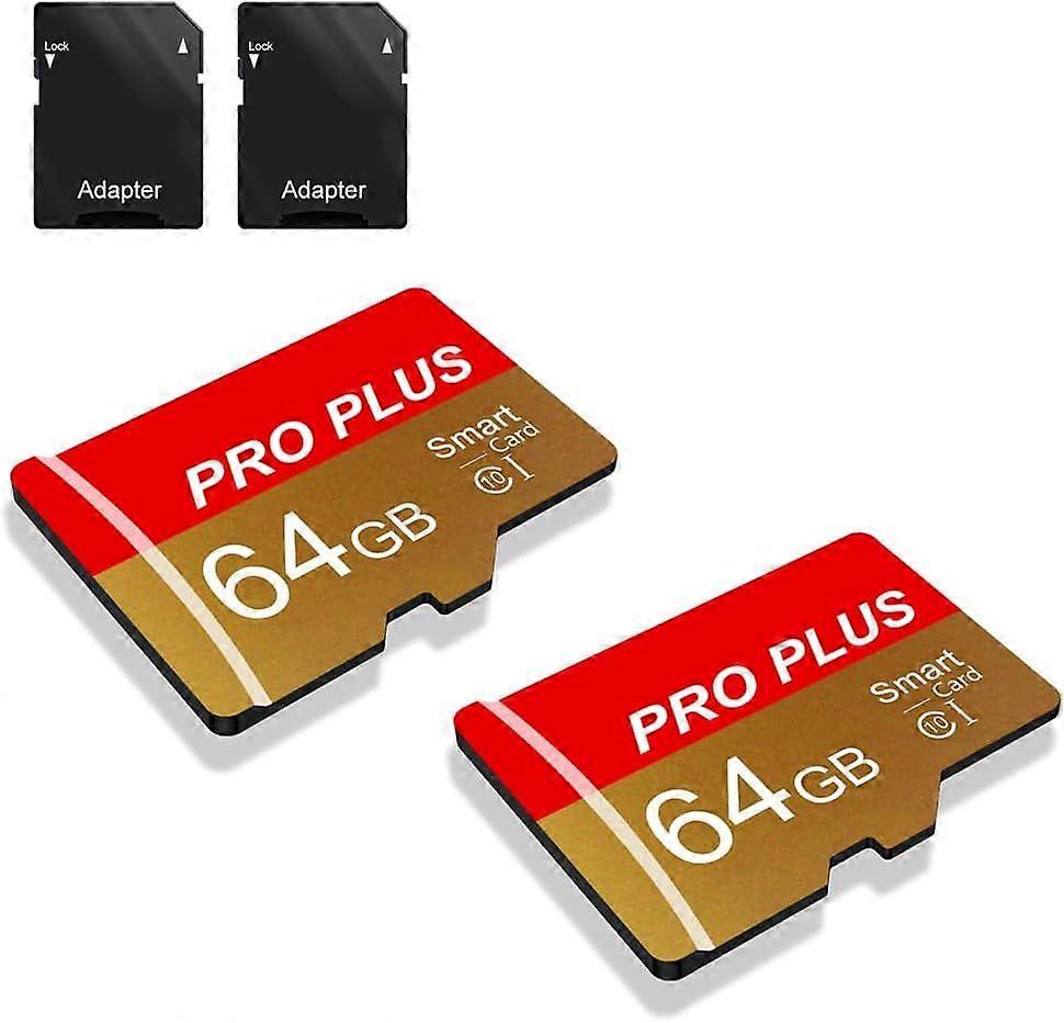 2025 Latest Model 2 Pack TF Card 64GB with Adapter, High Speed Memory Card, UHS-I C10 A1 M