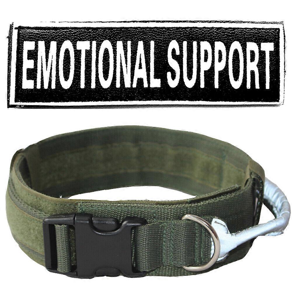 2 Inch Tactical Dog Collar Nylon Collar Reflective Handle W/ Removable Tag Patch