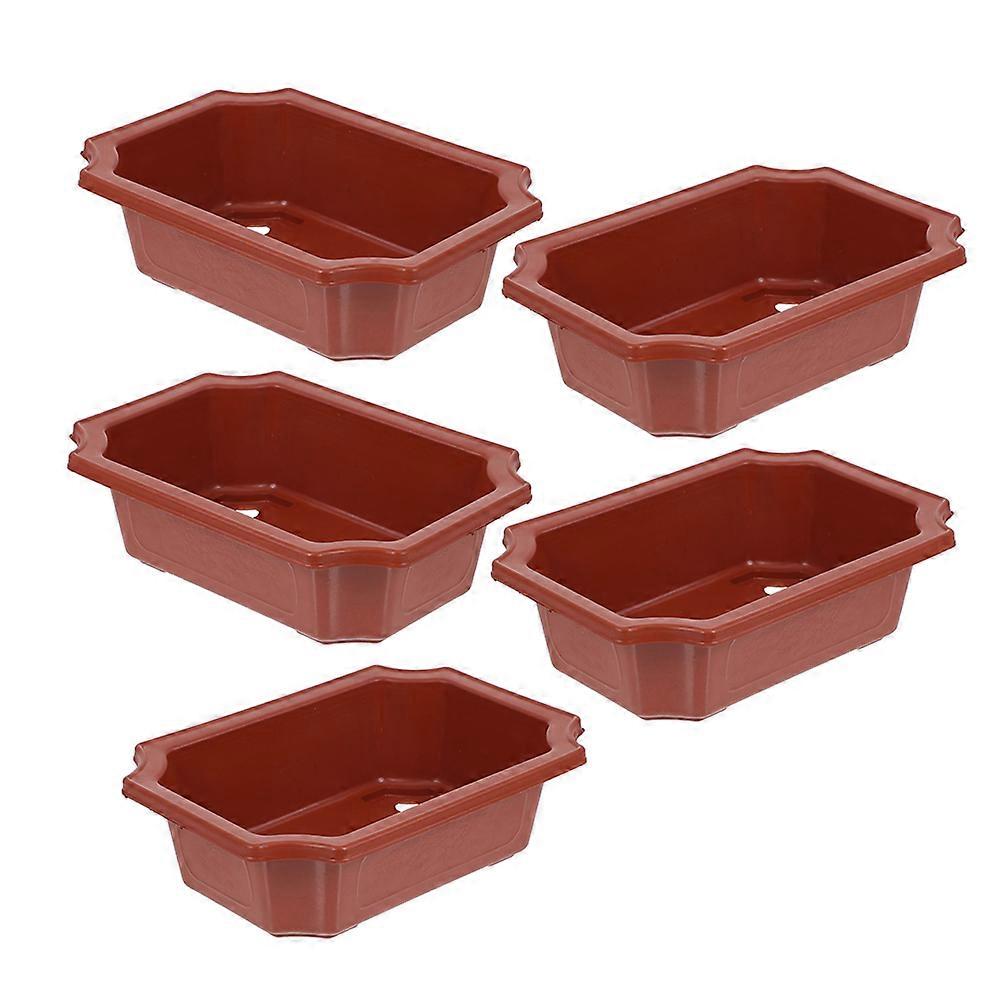 Dark Red Flower Pot for Planting 5Pcs Rectangular Home Planter