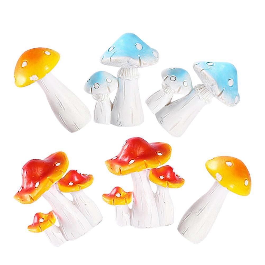 Bonsai Mushroom Decor Resin Miniature Mushrooms for Shelf 6Pcs Kit