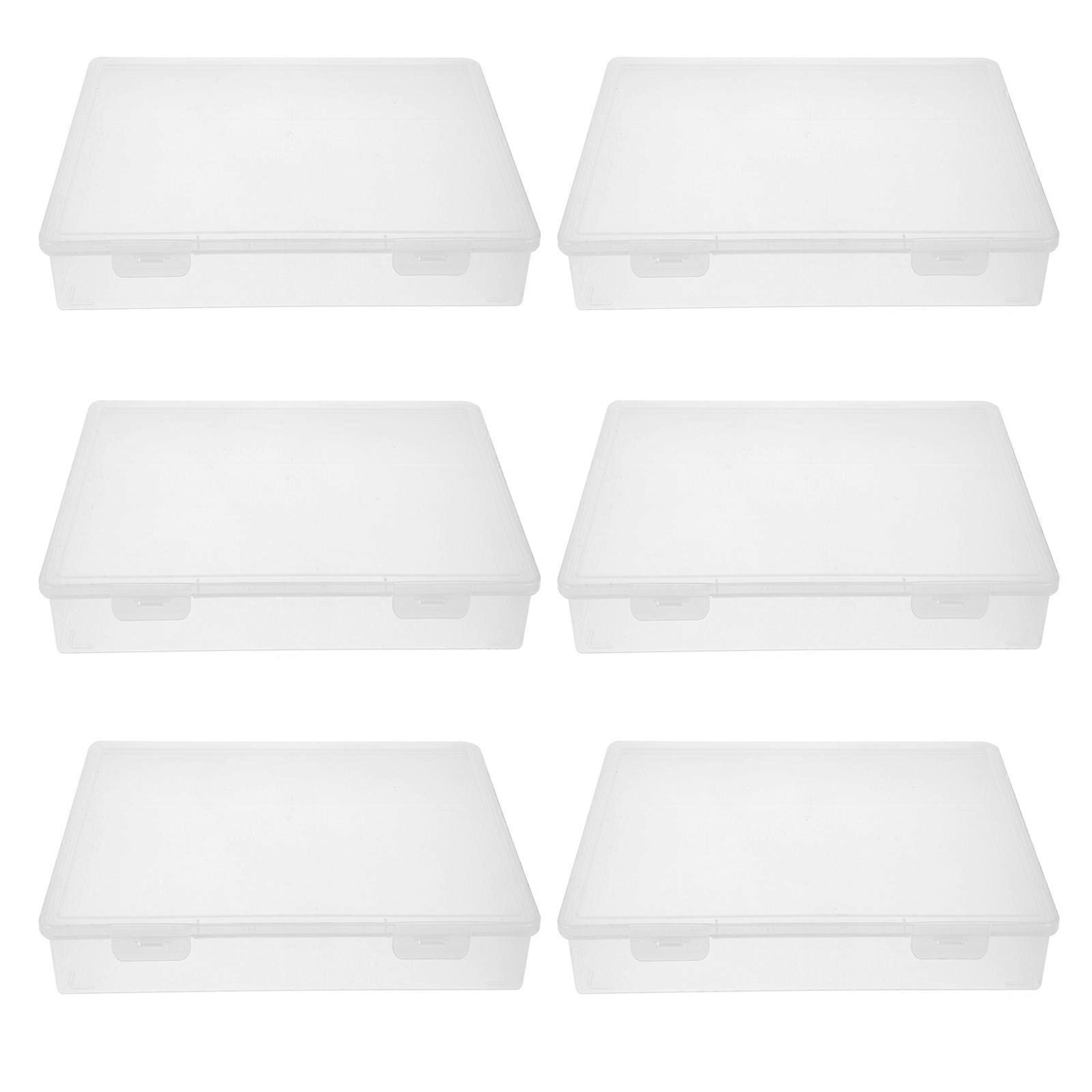 Stackable Storage Boxes Plastic Boxes with Lids for Office Supplies Workshop White Plastic Sealing Function 6Pcs