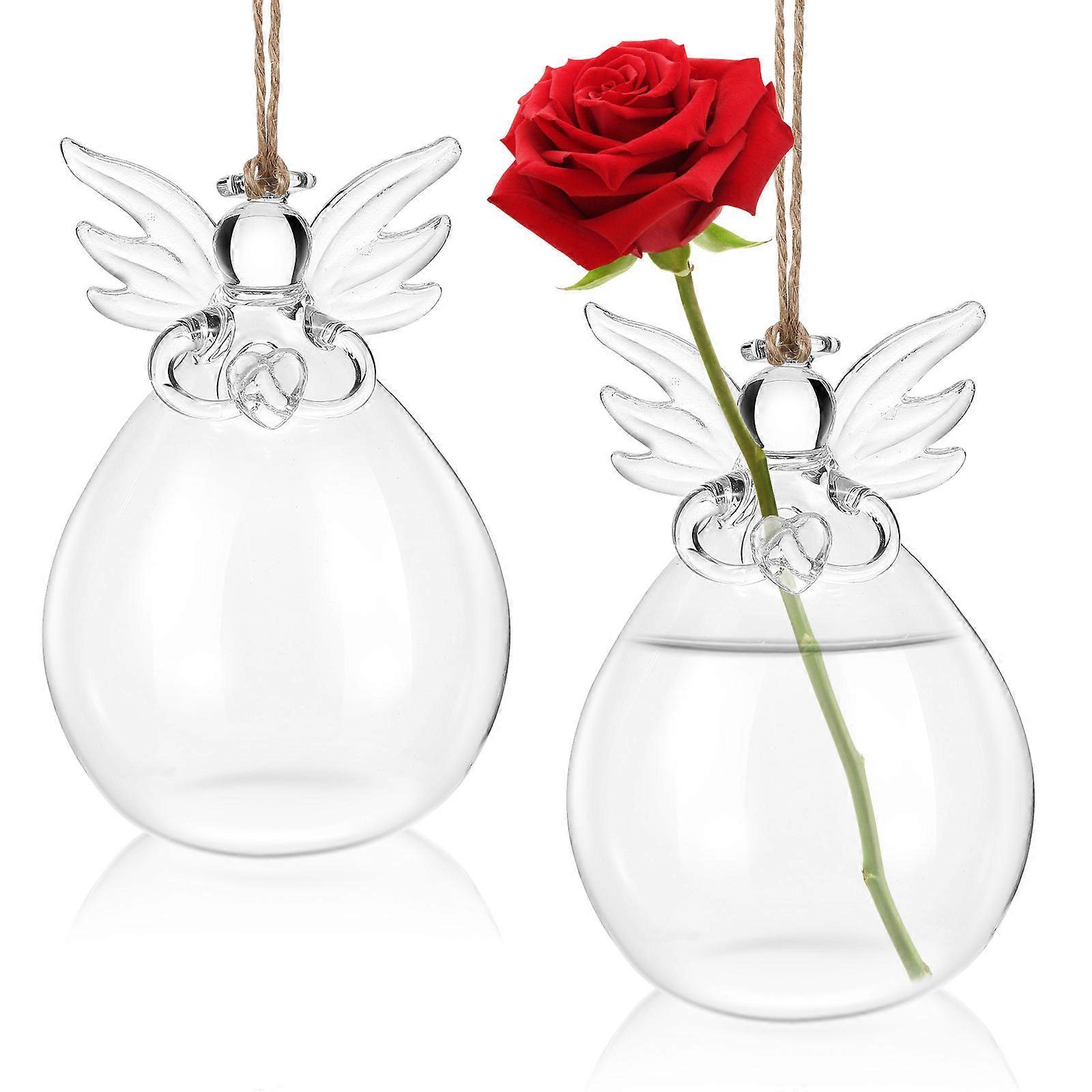 4 Pcs Transparent Glass Flower Vase Angel Shape For Floral Arrangement Modern Design Suitable For Home Office Indoor Use