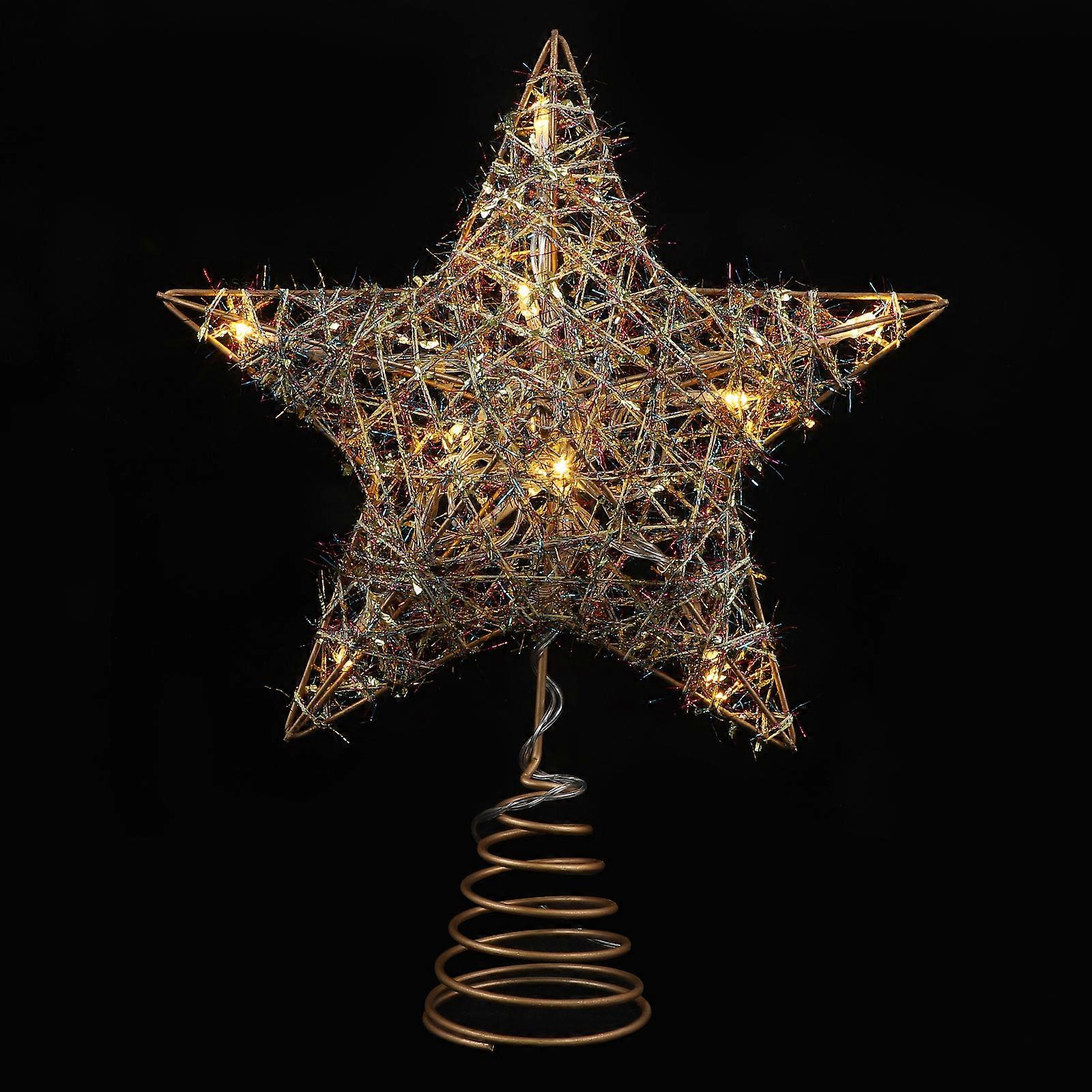 Lighted Star Tree Topper Copper Wire Festive Style Christmas Tree Decorations 10.2×7.9×2.4in 1Pack
