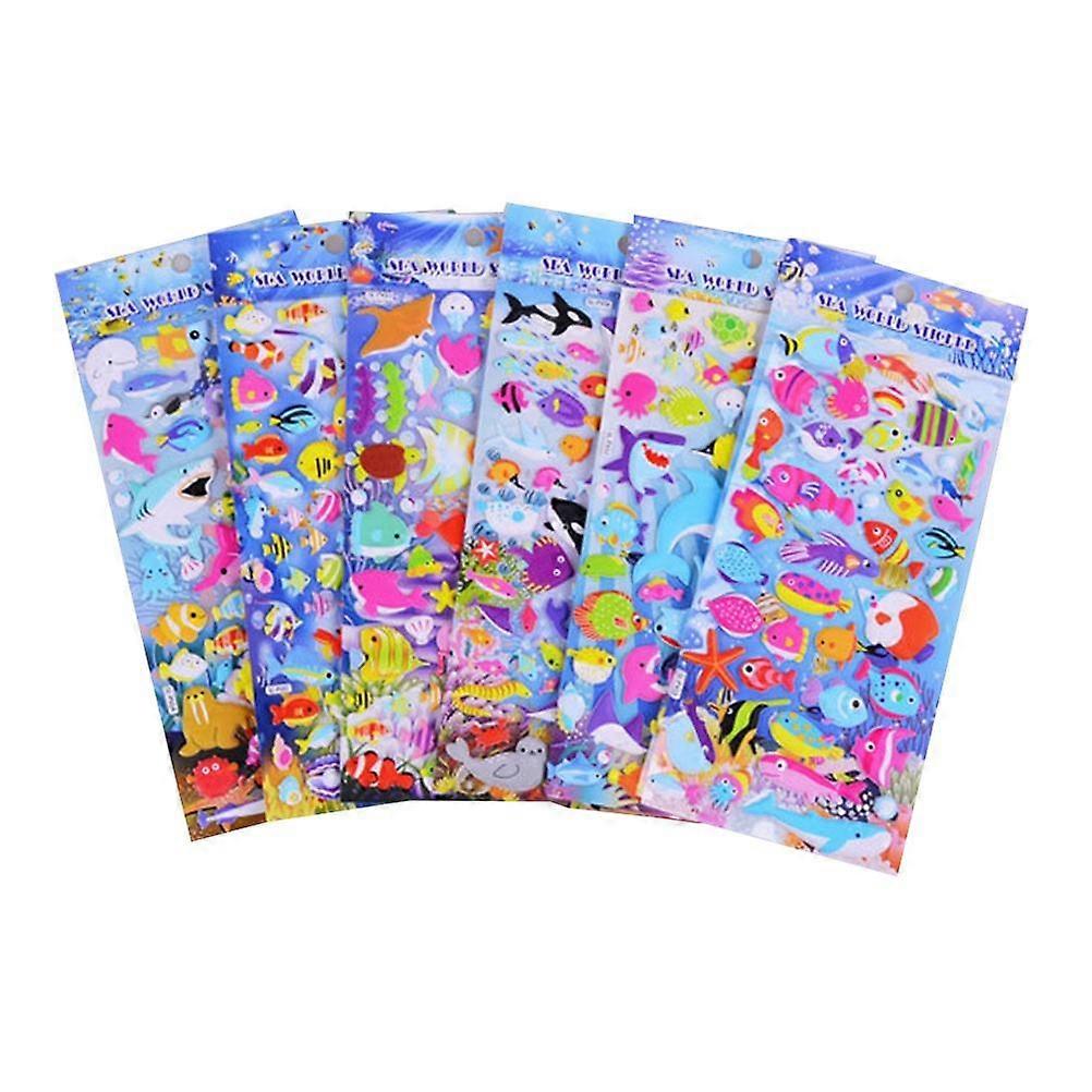 Underwater Shark Wall Stickers For Notebooks Photo Albums Assorted Color Decoration 6Pack