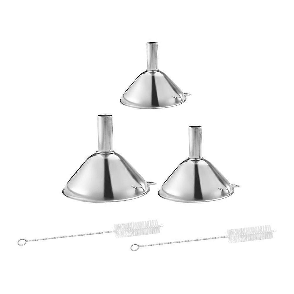 Stainless Steel Funnels for Liquid Transfer with Brushes 3Sets