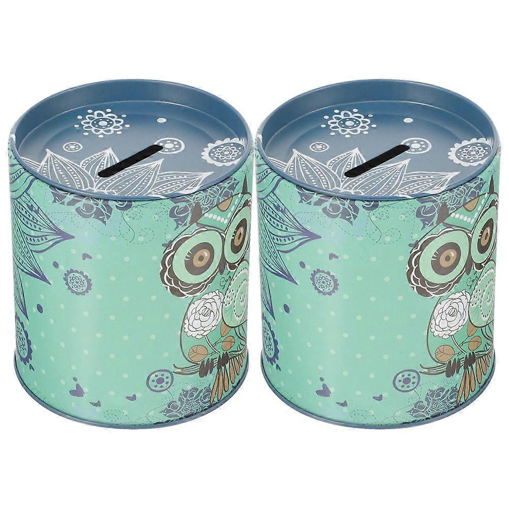 Owl Design Piggy Bank for Kids with 6Pcs Assorted Color Tin Jar