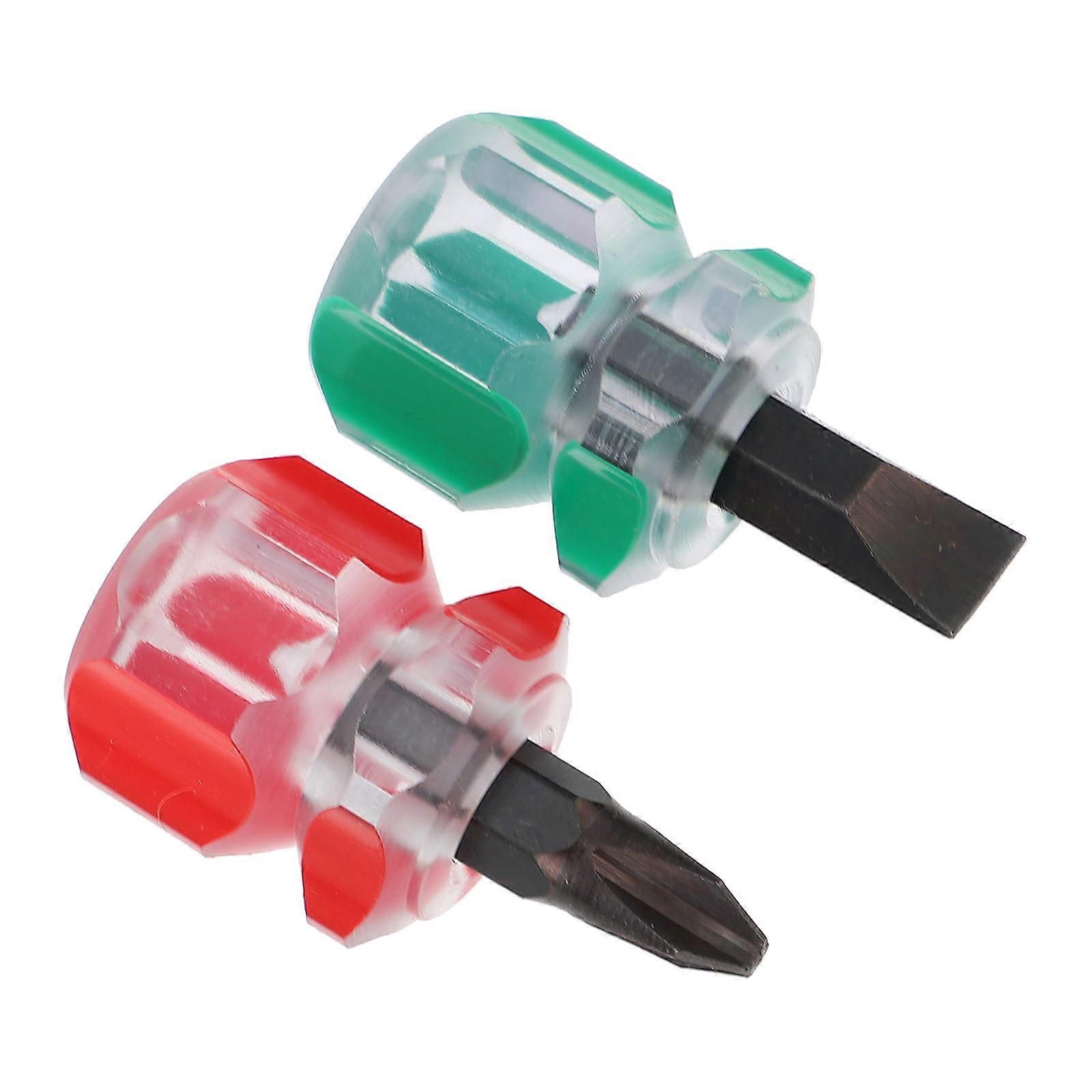 Micro Screwdriver 2Pcs Flat Tool for Electronics Fixing Ergonomic Style Anti-Rust Red Steel Plastic