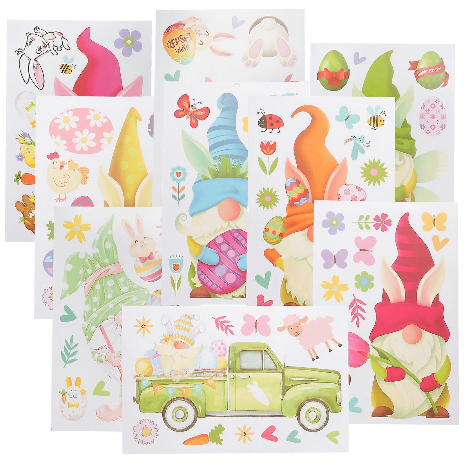 Decorative 36 Sheets Easter Window Stickers For Home Decoration Multi Color 30X20CM Removable Design