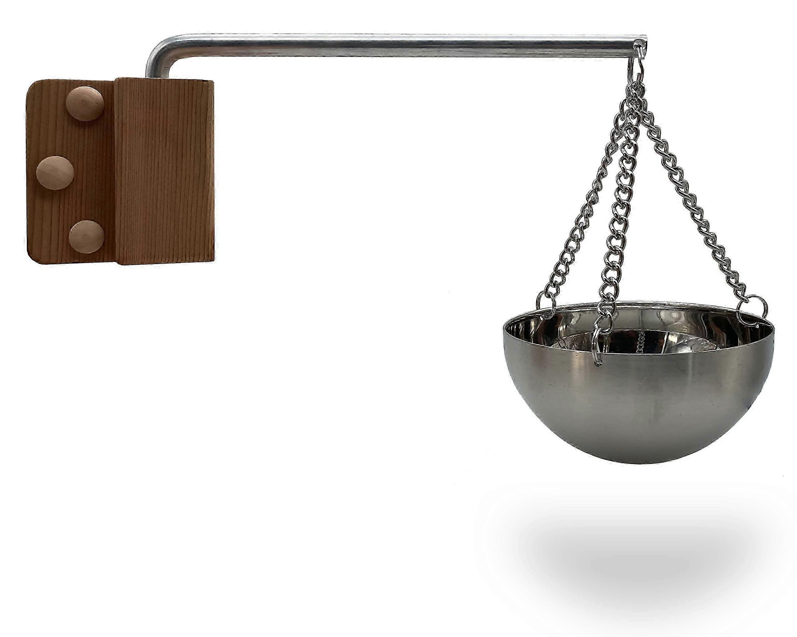 Un bol d'aromathérapie et un porte-gobelet d'huile pour sauna en cèdre HSE, avec un bras pivotant et un design en bois de cèdre rouge