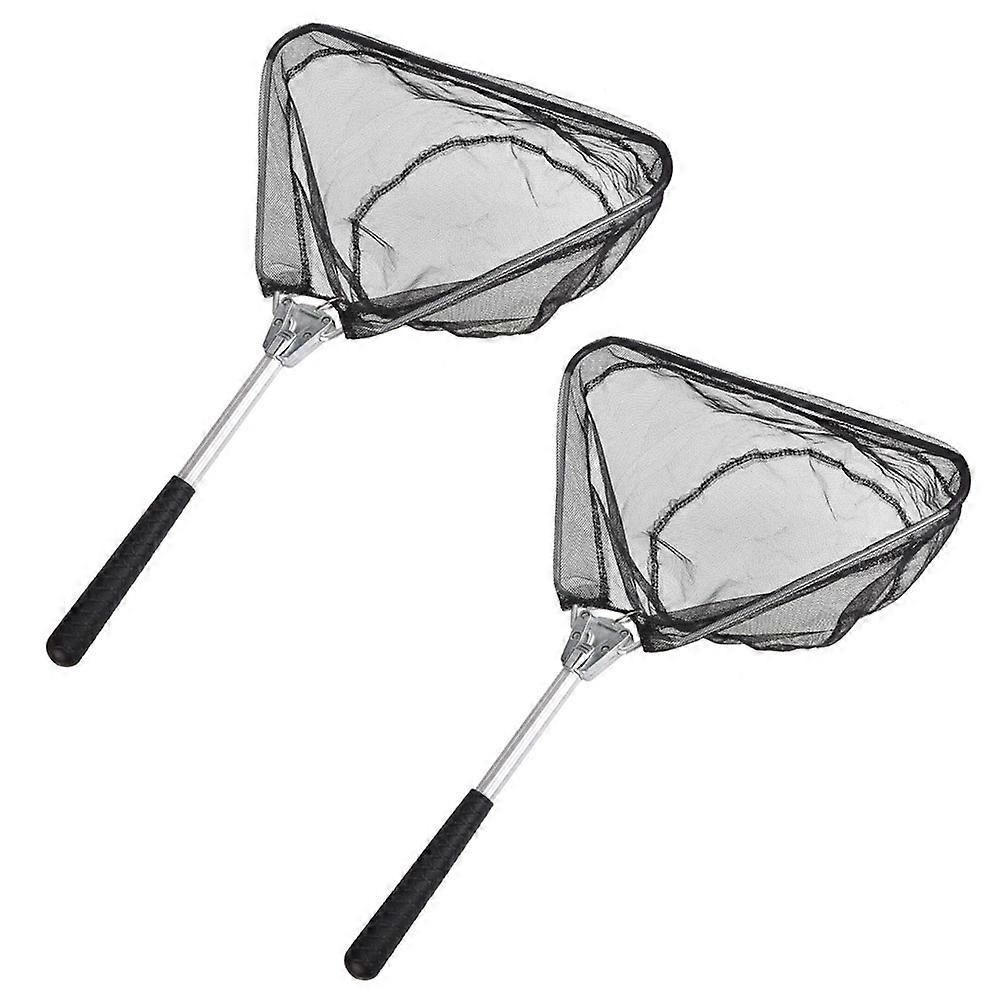 Mini Fishing Net Triangle Foldable Net for Fish Catching 4Pcs Black
