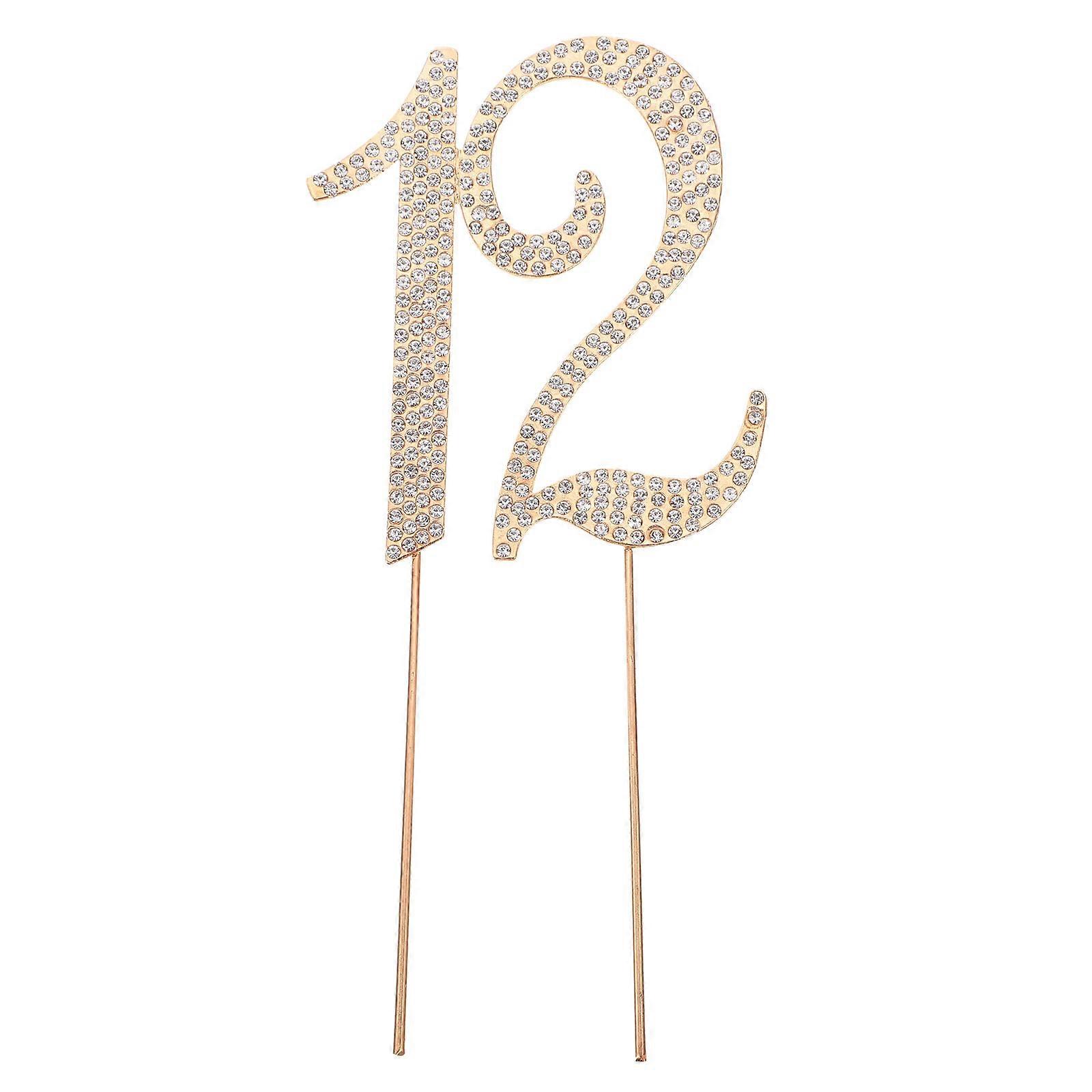Cake Topper Alloy Decoration Insert for 12Th Birthday Party